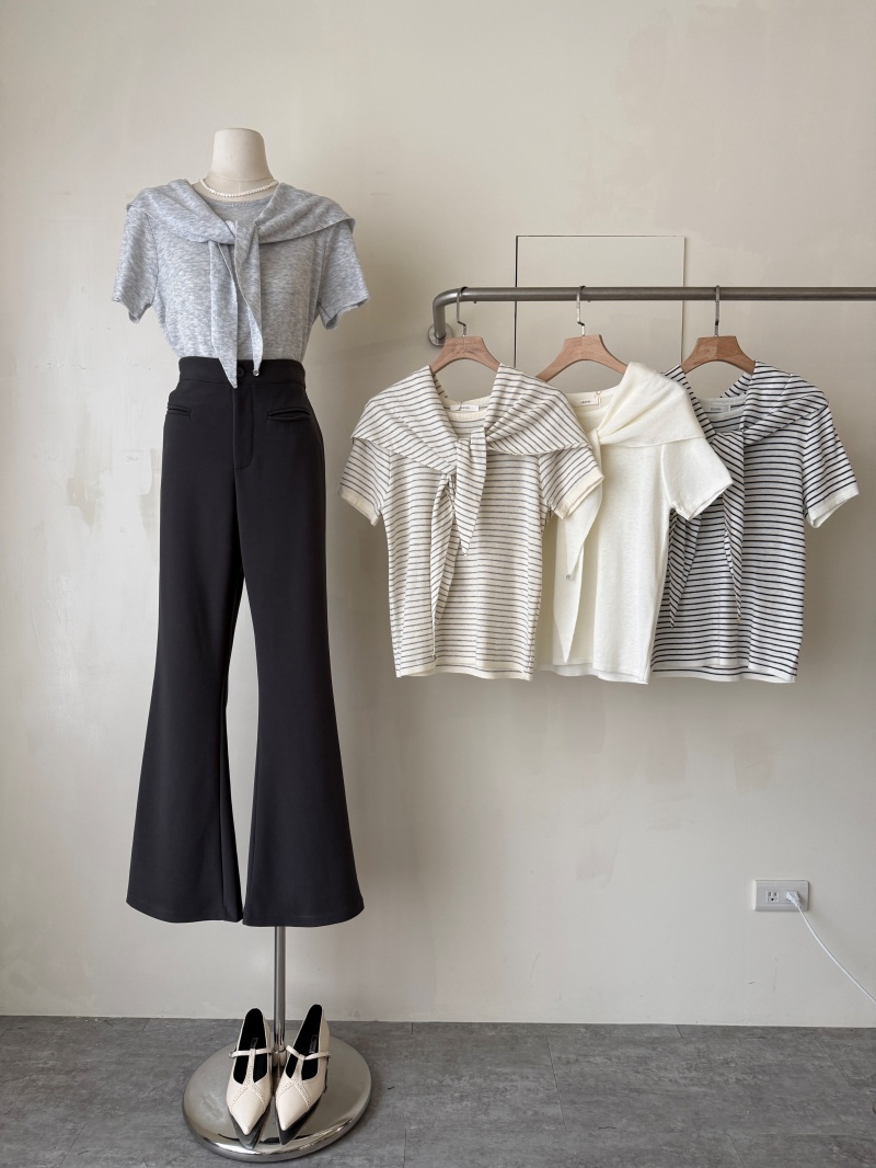 A3315-圓領針織上衣(附披肩)