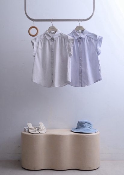 A3311-細條紋飛袖襯衫