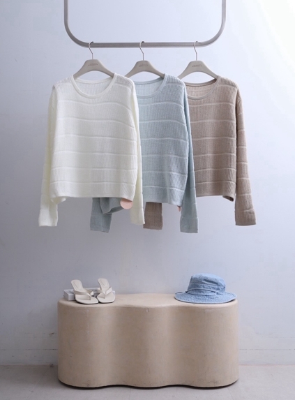 A3306-橫條針織上衣