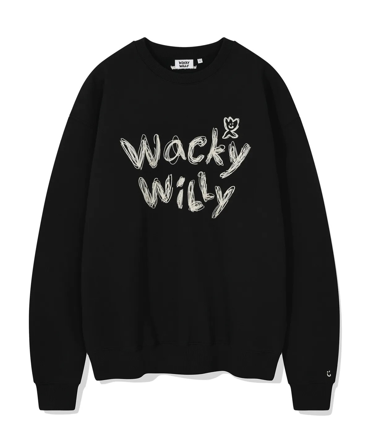 【OWN】Wacky Willy 長袖 上衣 刺繡 塗鴉 縫線 衛衣 不分男女 黑色
