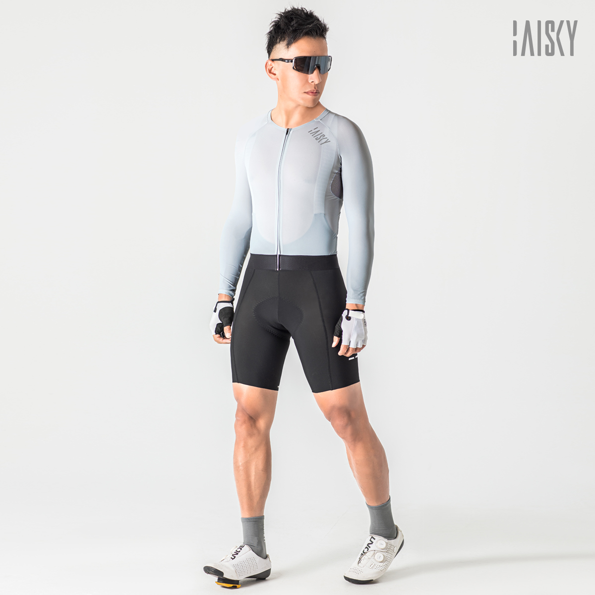 男款空力薄款長車衣 精煉 淺灰