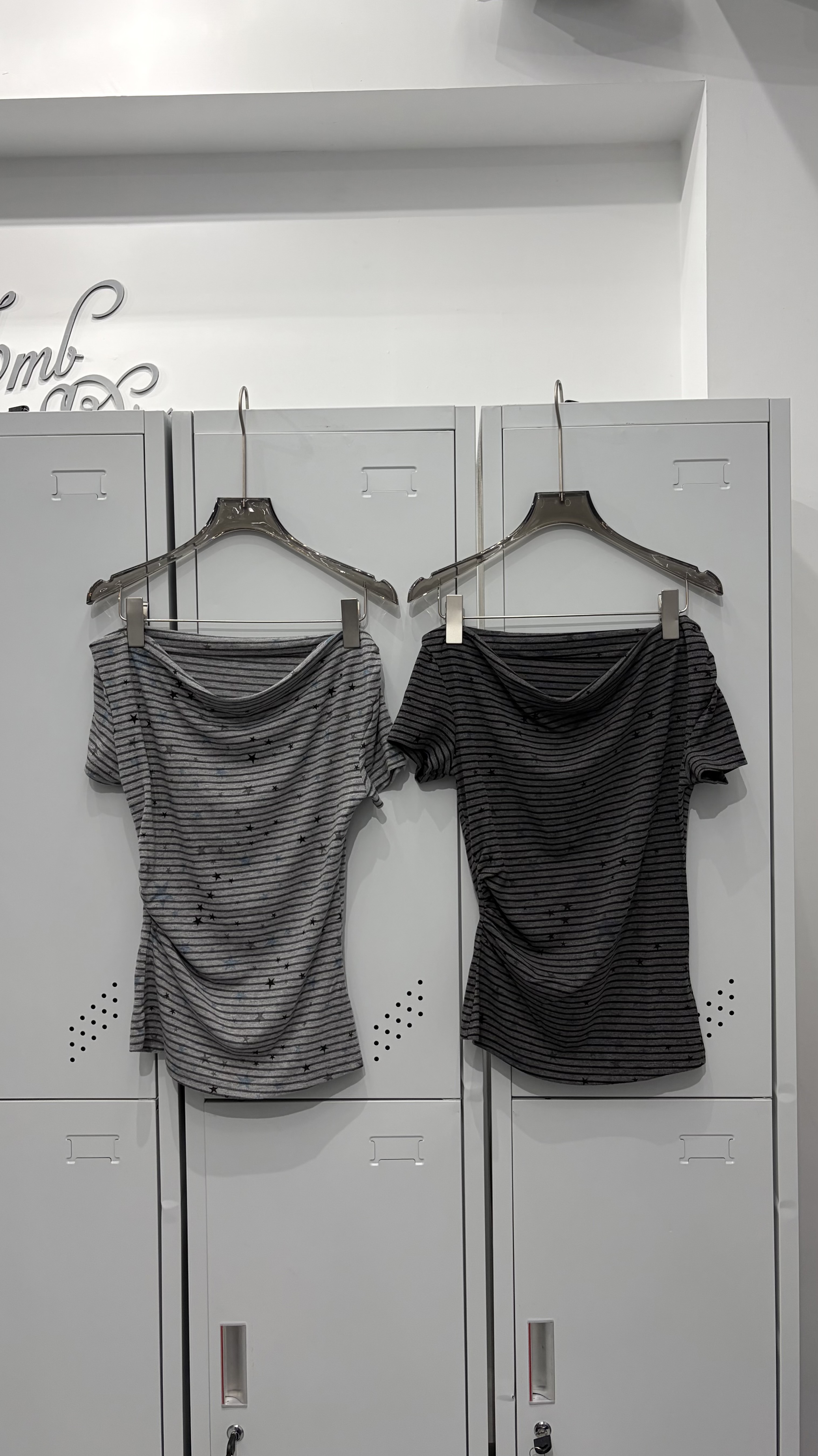 細條紋星星心機垂領上衣