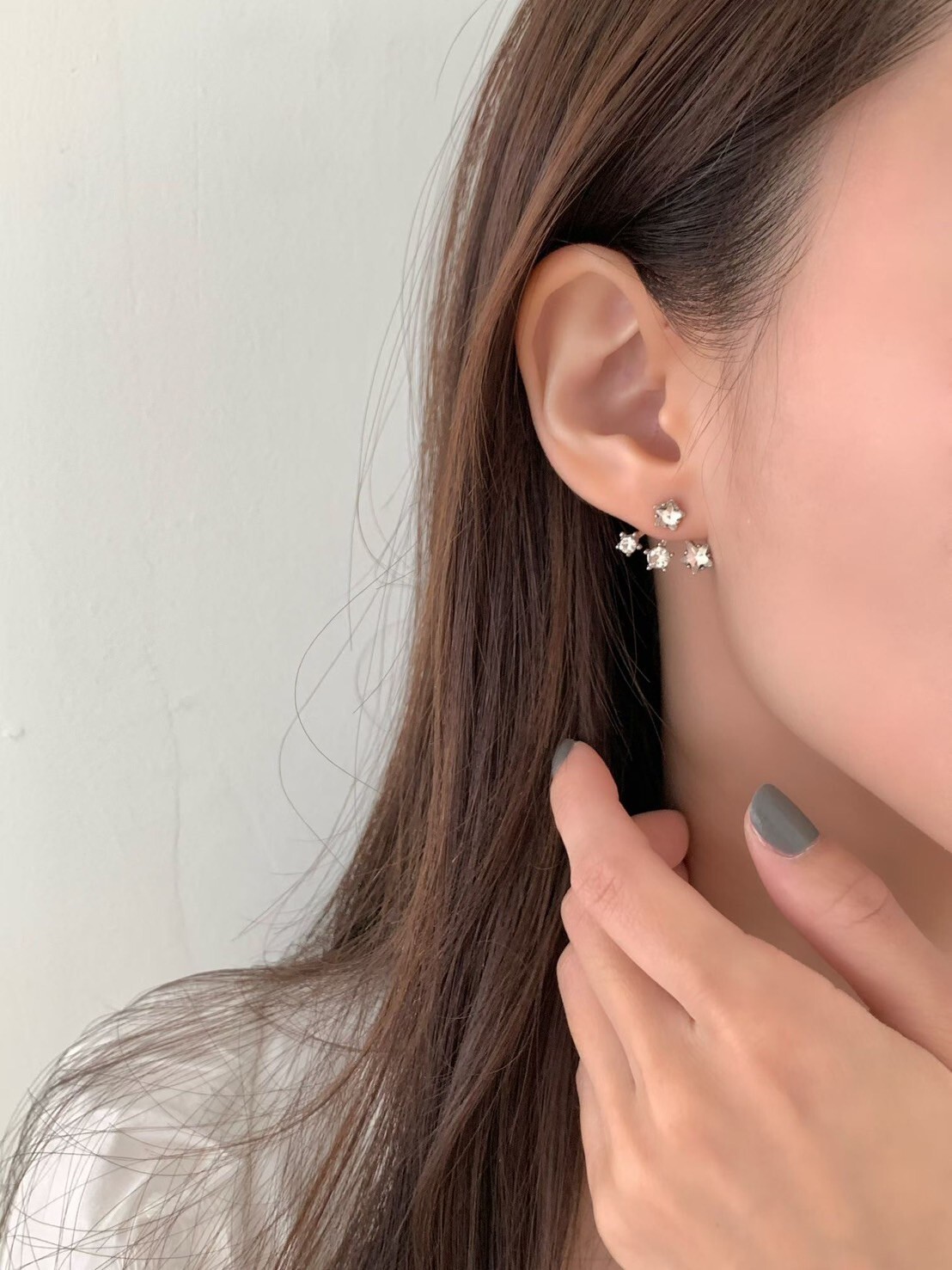 四顆小星星抓鑽造型耳環