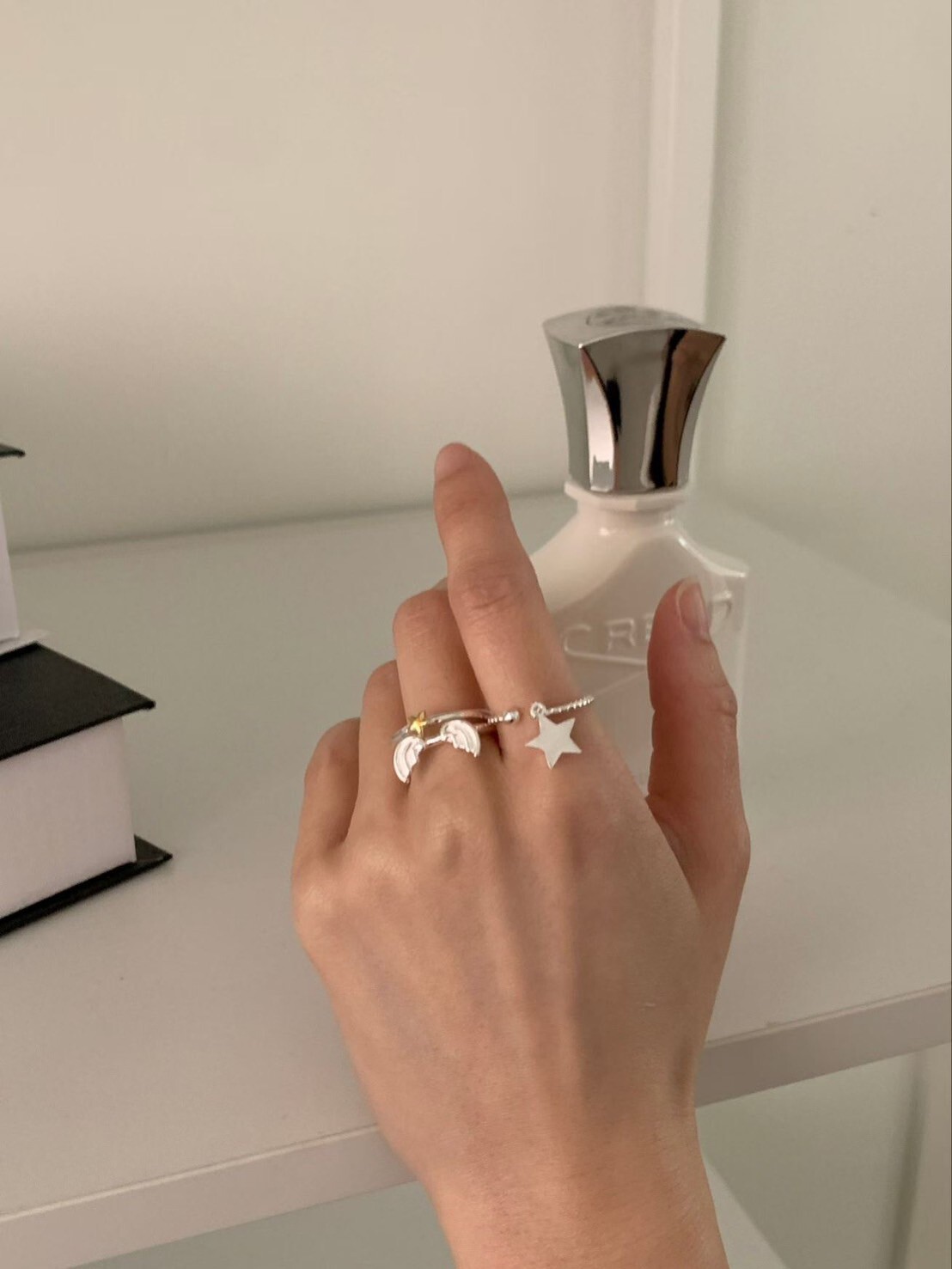 可愛翅膀垂墜星星造型戒指組SET