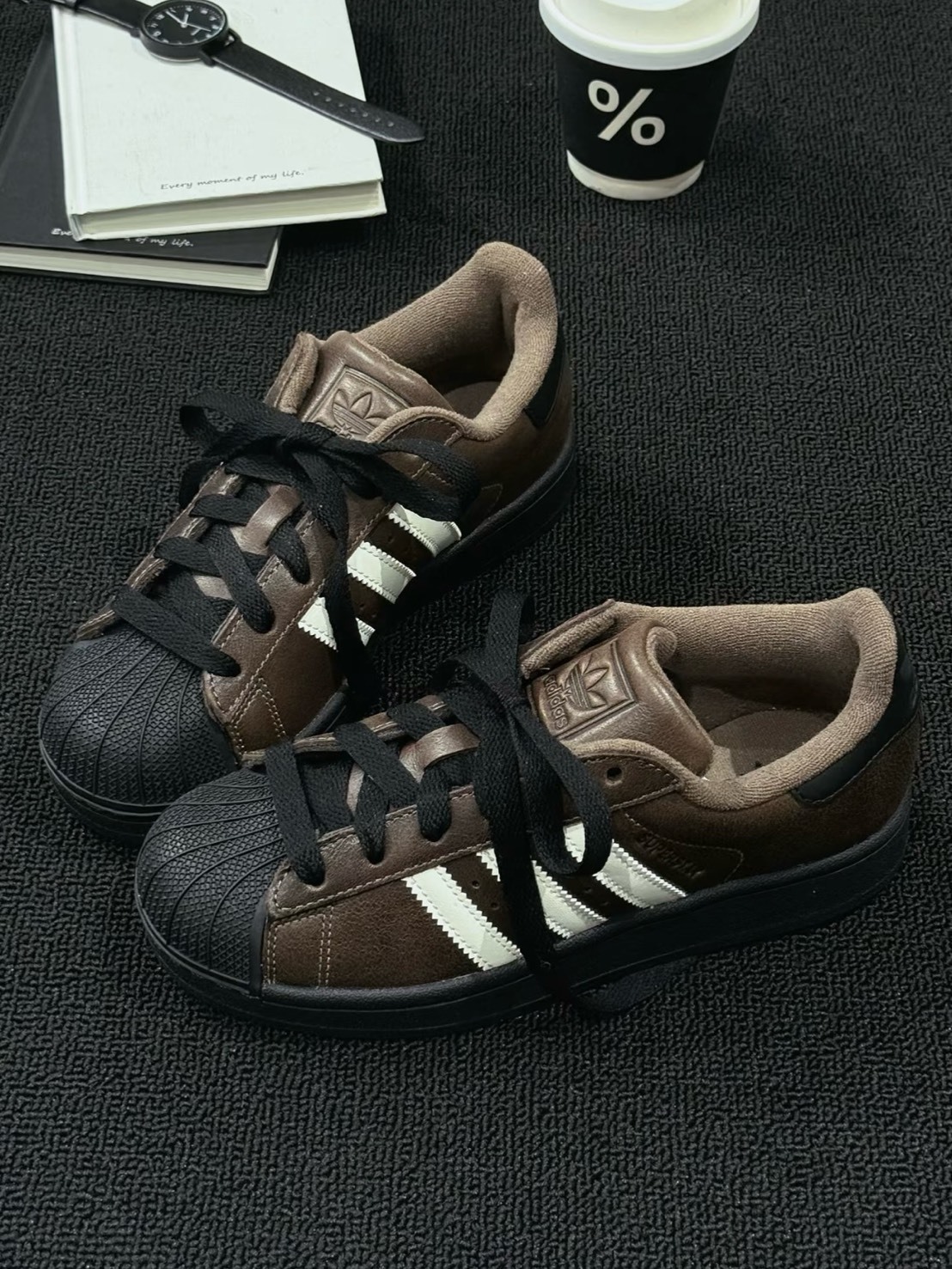 ADIDAS SUPERSTAR 2 皮革 黑咖啡