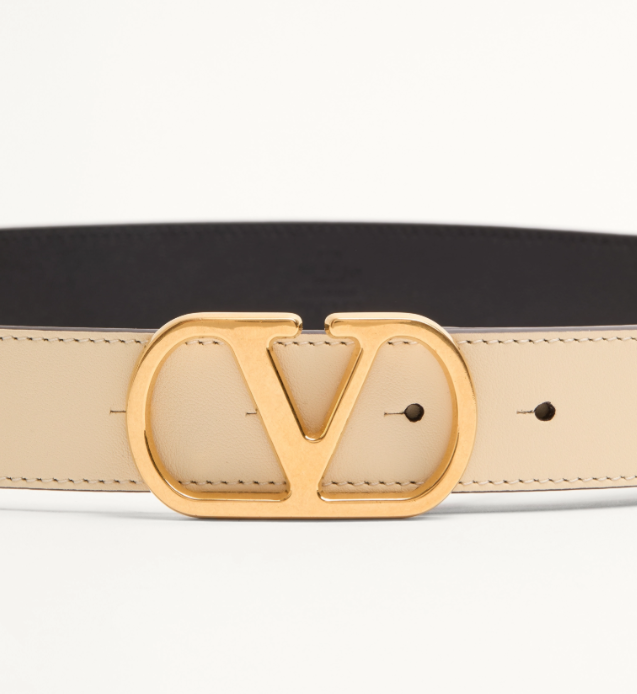 1FF0101-544 [VALENTINO GARAVANI] Vlogo Signature Glossy Cow Leather Belt 3cm Wide Creamy White (SS26) #WT0SM3IYRREN (T-EU-E)