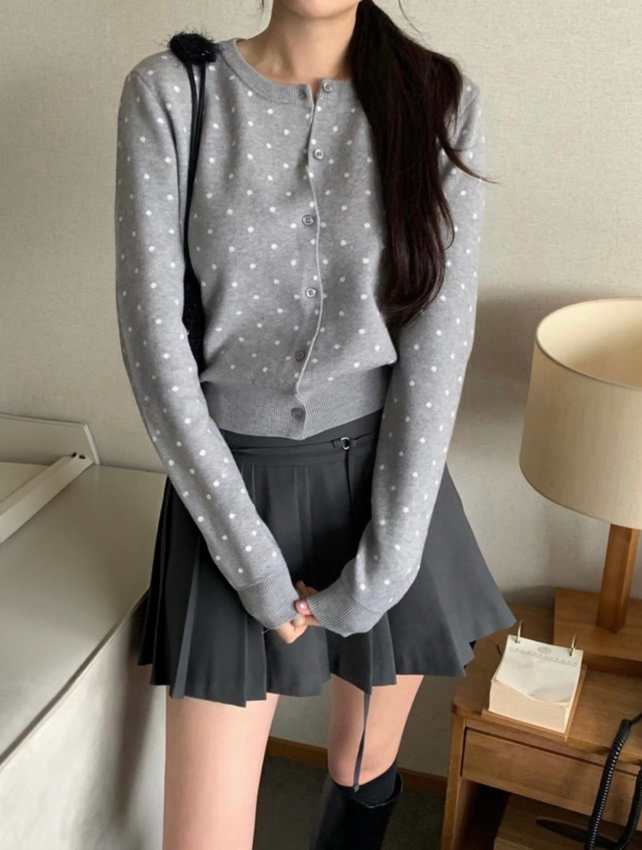 Classic dot pattern cardigan