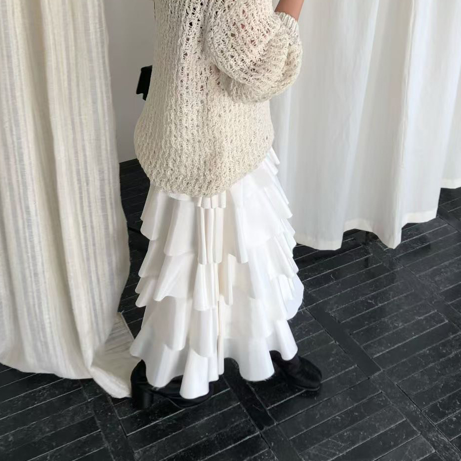 鬆緊腰層次蛋糕裙擺長裙蛋糕裙-F / 2色