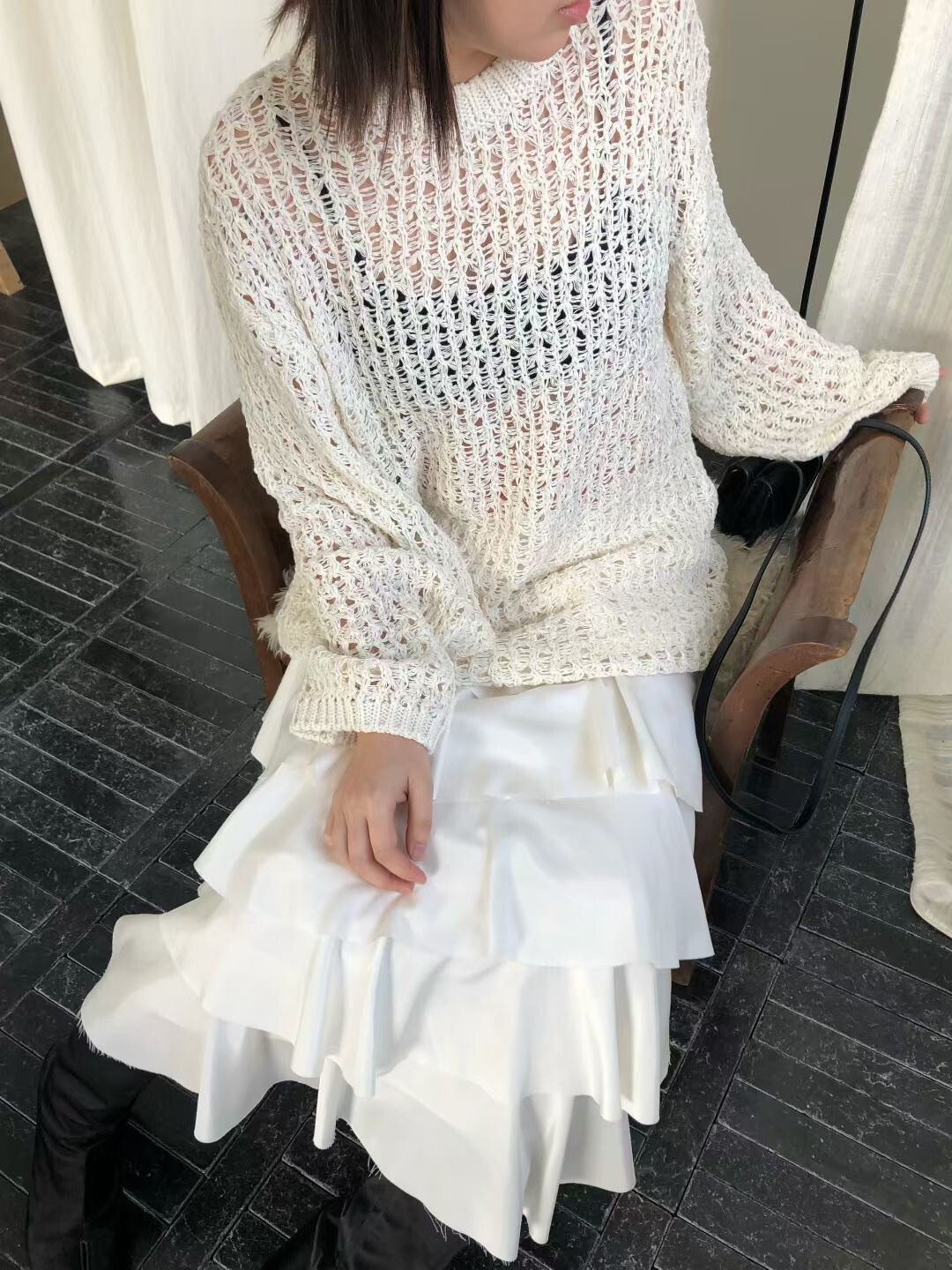 鬆緊腰層次蛋糕裙擺長裙蛋糕裙-F / 2色