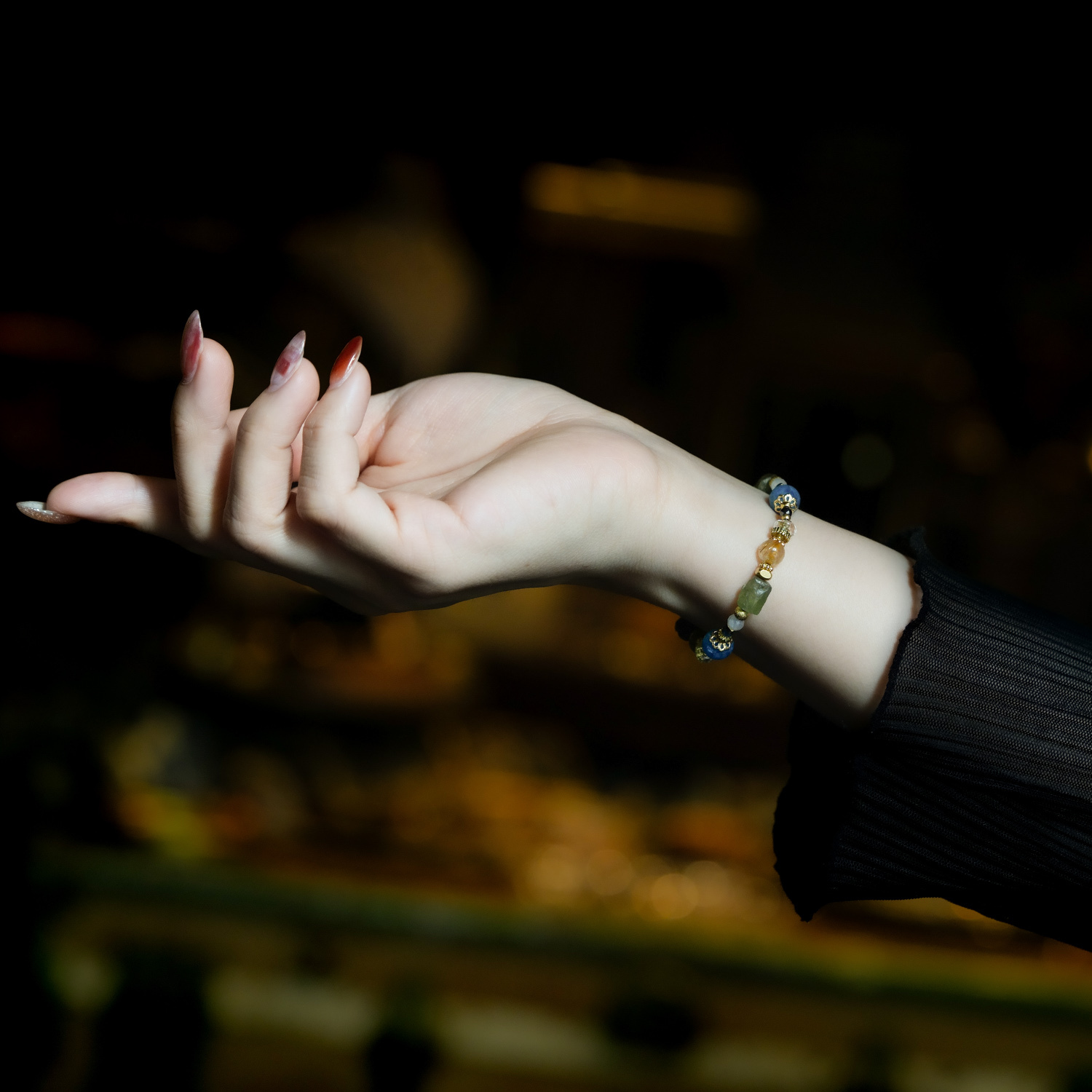 初光時分｜磷灰石鈦晶白月光手鍊 C1770