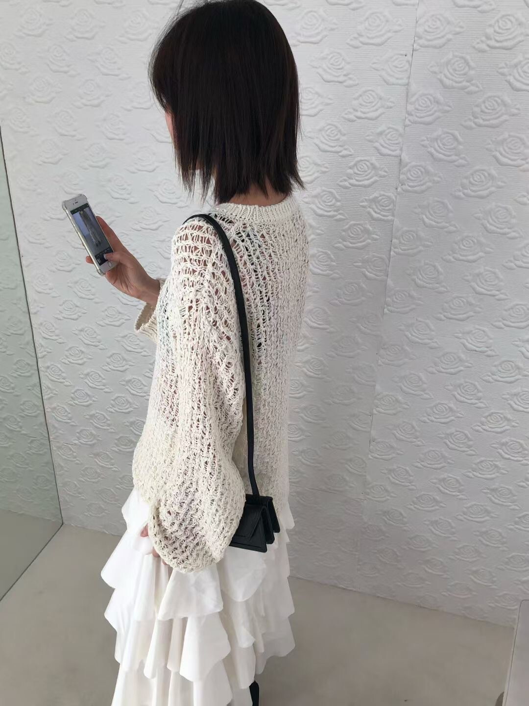 慵懶氣息洞洞針織圓領上衣/ 3色