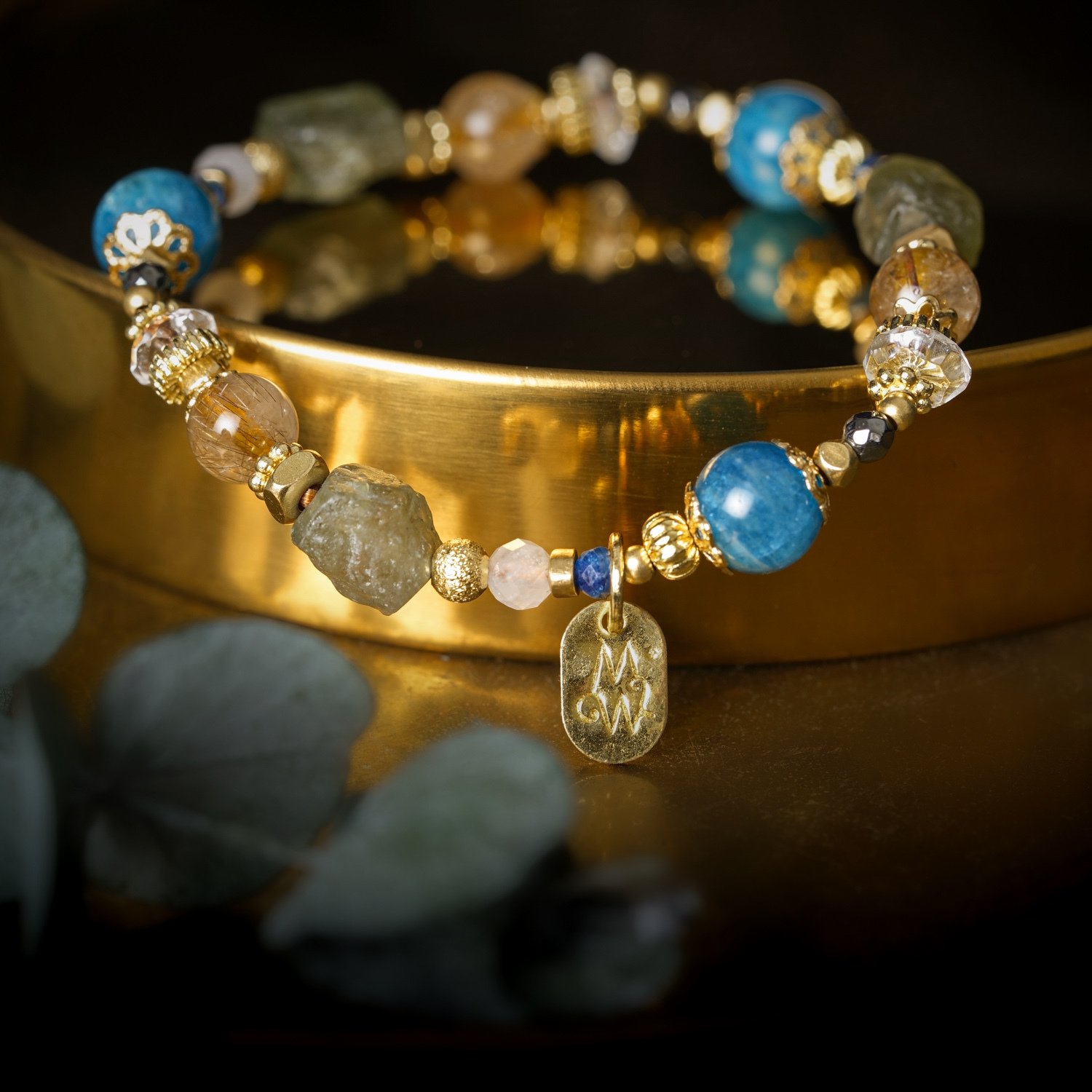 初光時分｜磷灰石鈦晶白月光手鍊 C1770