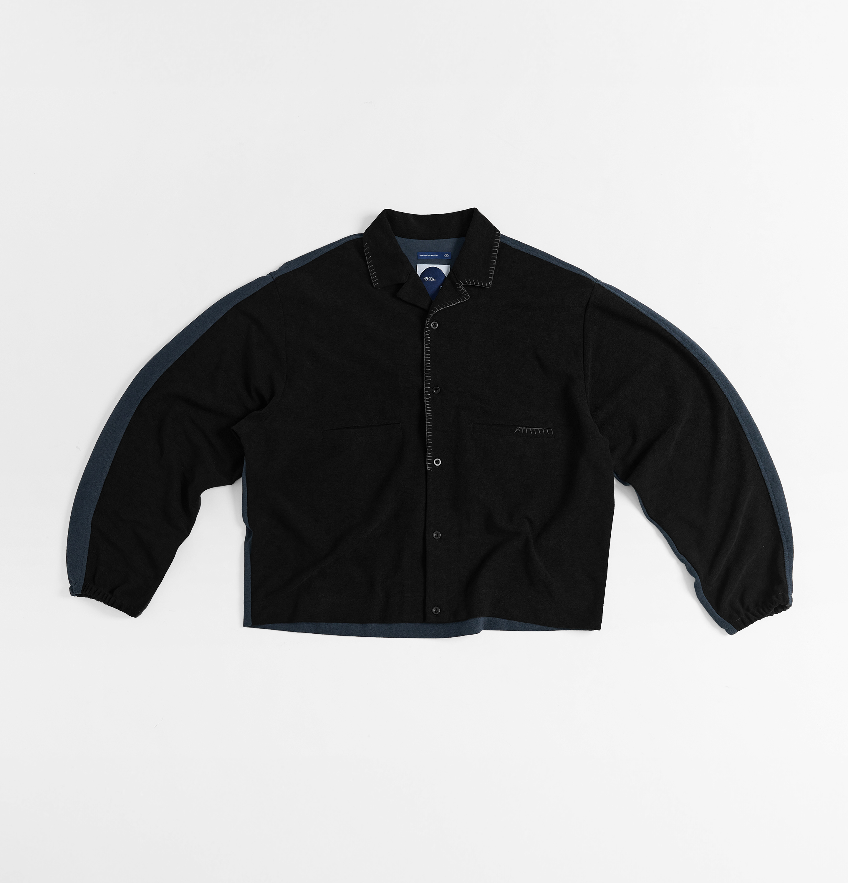 MELSIGN Merged Knit L/S Shirt  - BLACK/NAVY