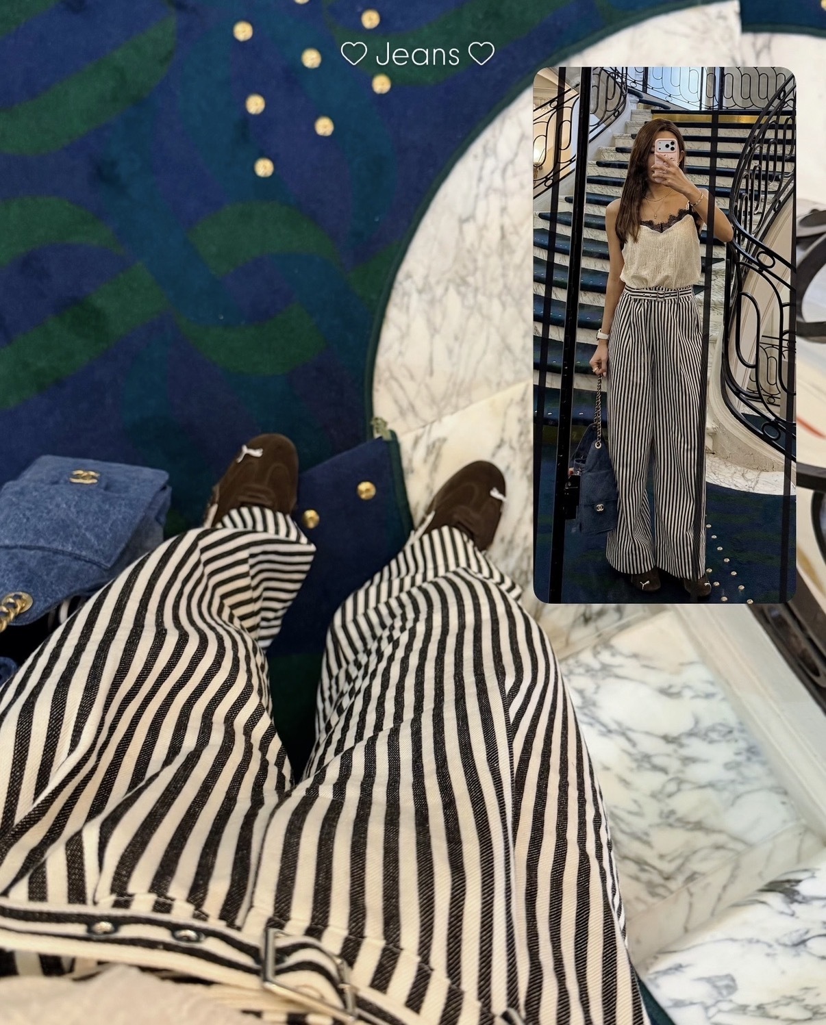 軟熟牛仔布直條紋褲-預訂