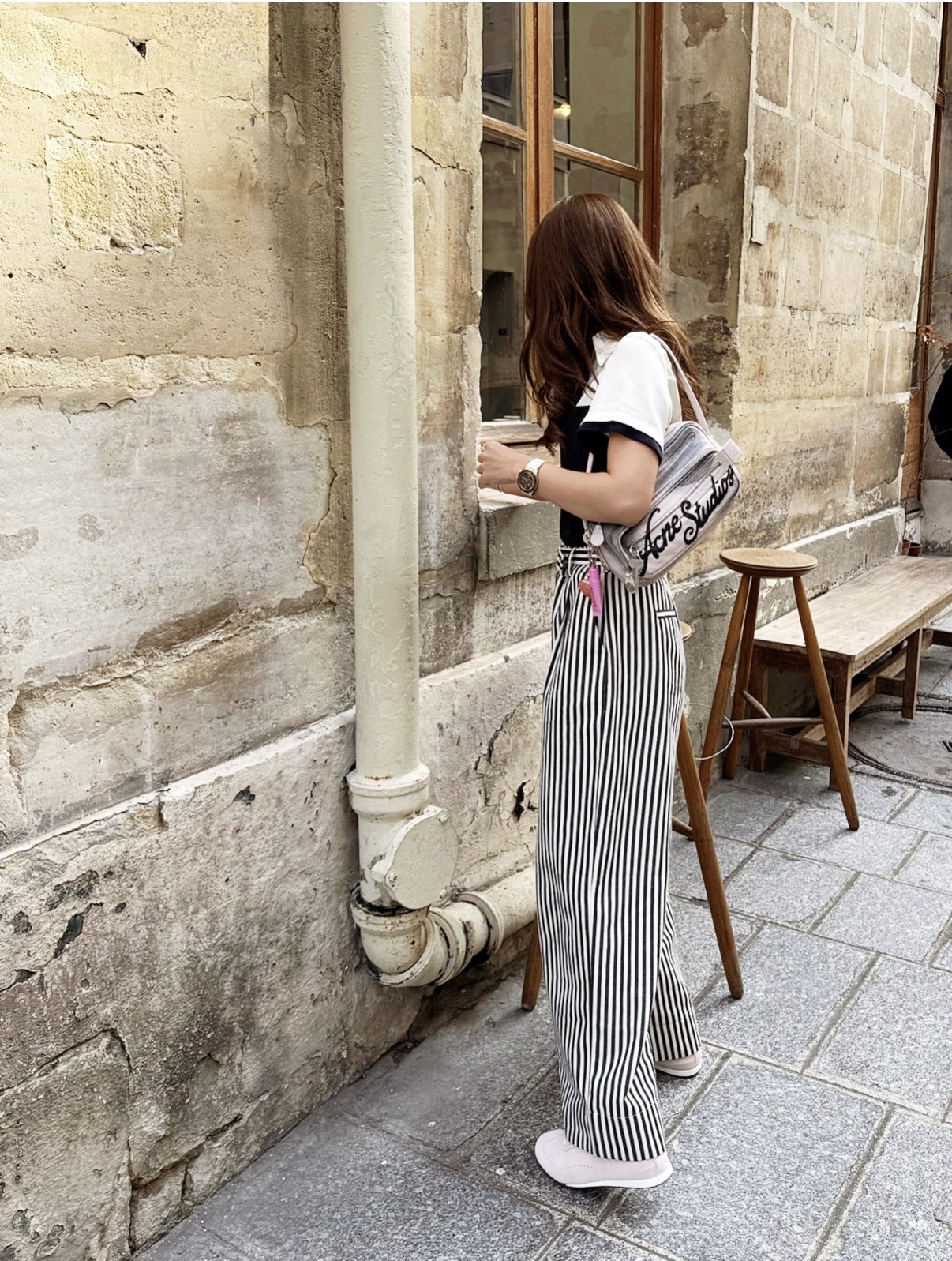 軟熟牛仔布直條紋褲-預訂