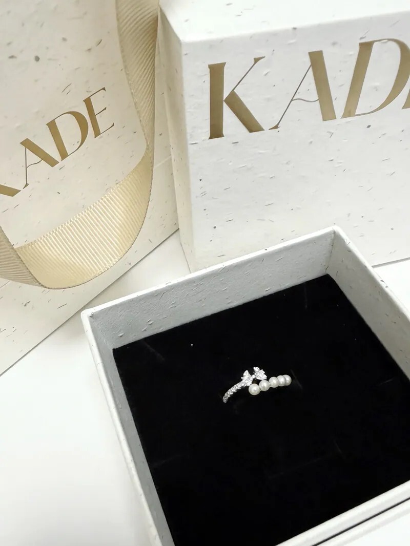 KADER 流光鑽 珍珠蝴蝶結 可調節 戒指