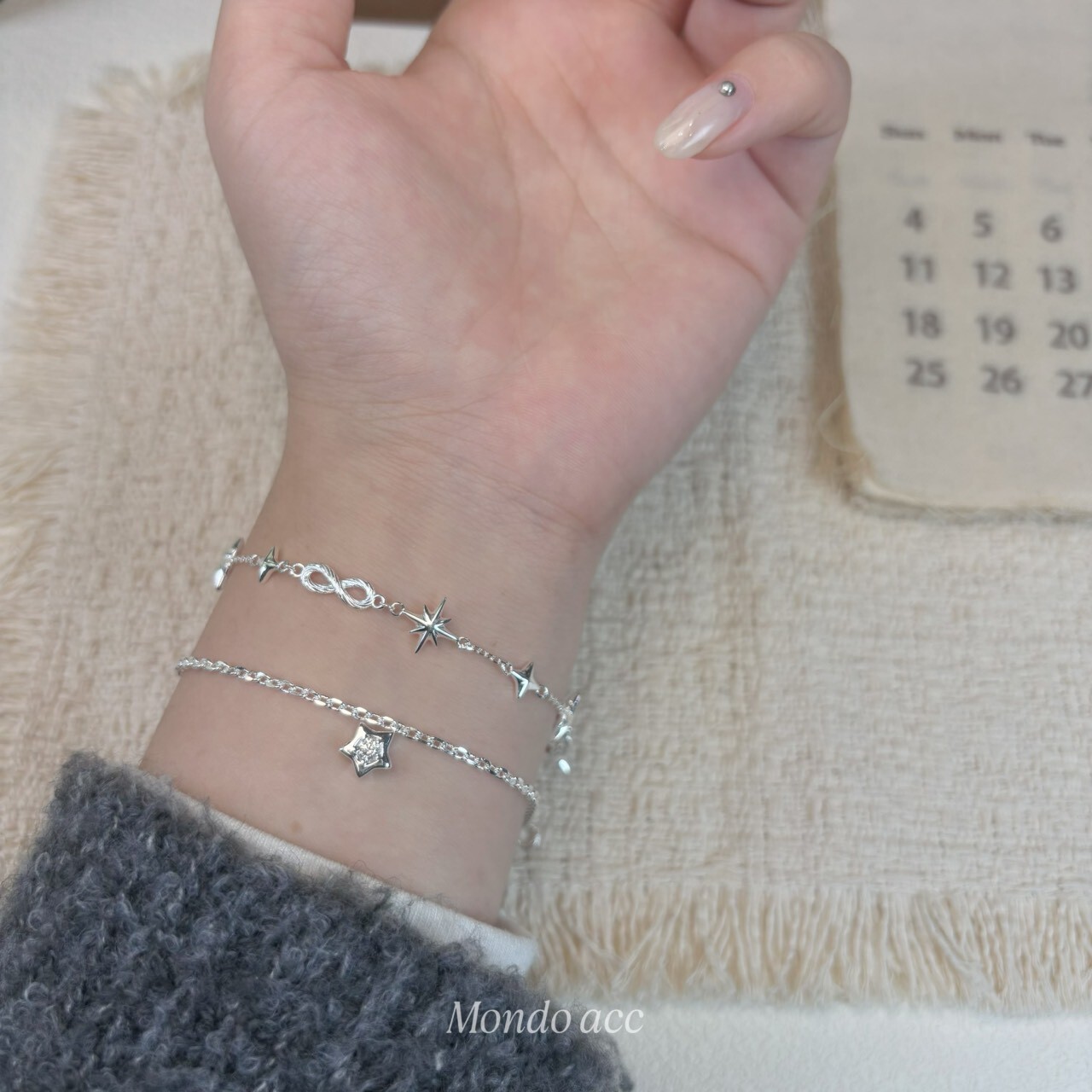 原創款 莫比烏斯環 芒星手鍊 通體s925純銀