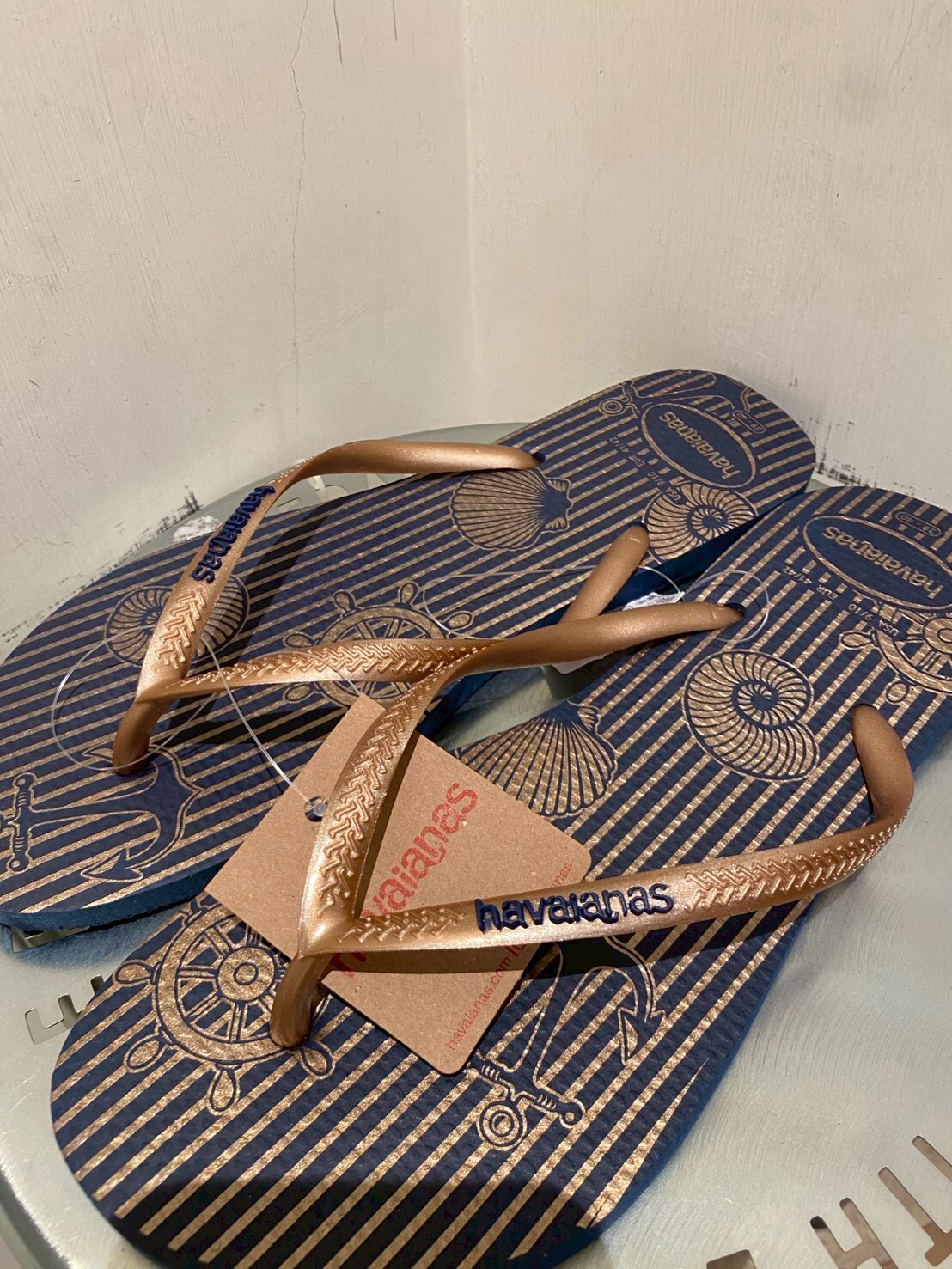 Havaianas 哈瓦仕 拖鞋 女鞋  頂級航海 金藍 4137125-2356W