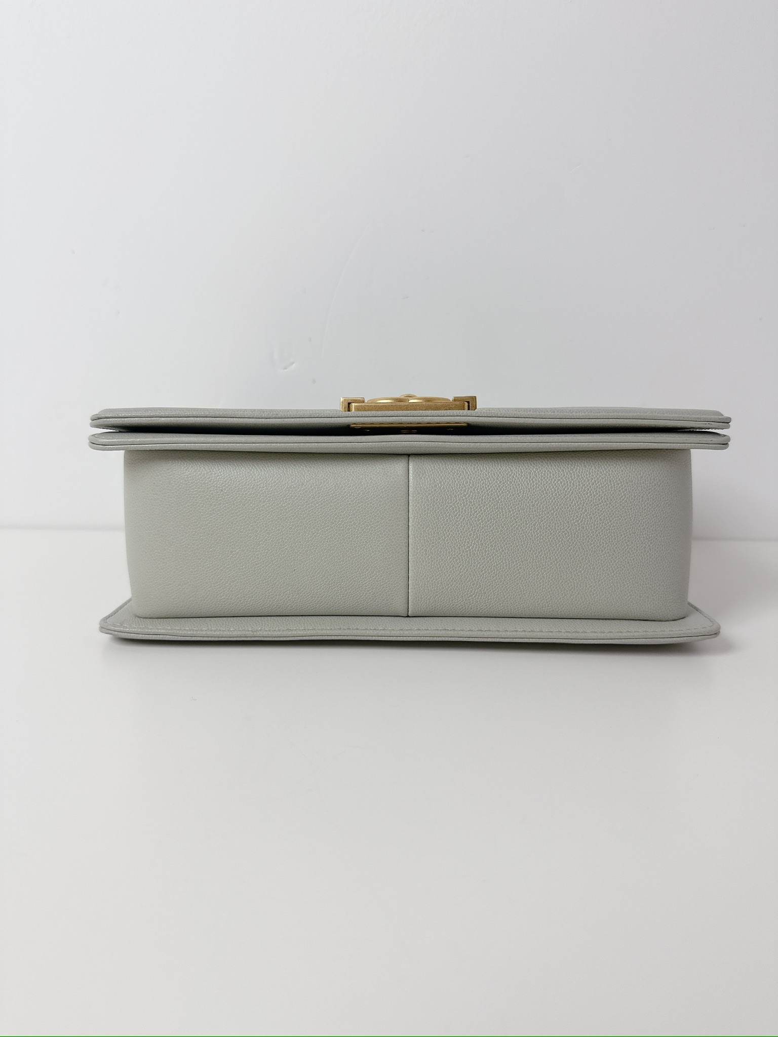 Chanel Boy Chevron Flap Bag - Light Grey / Ghw