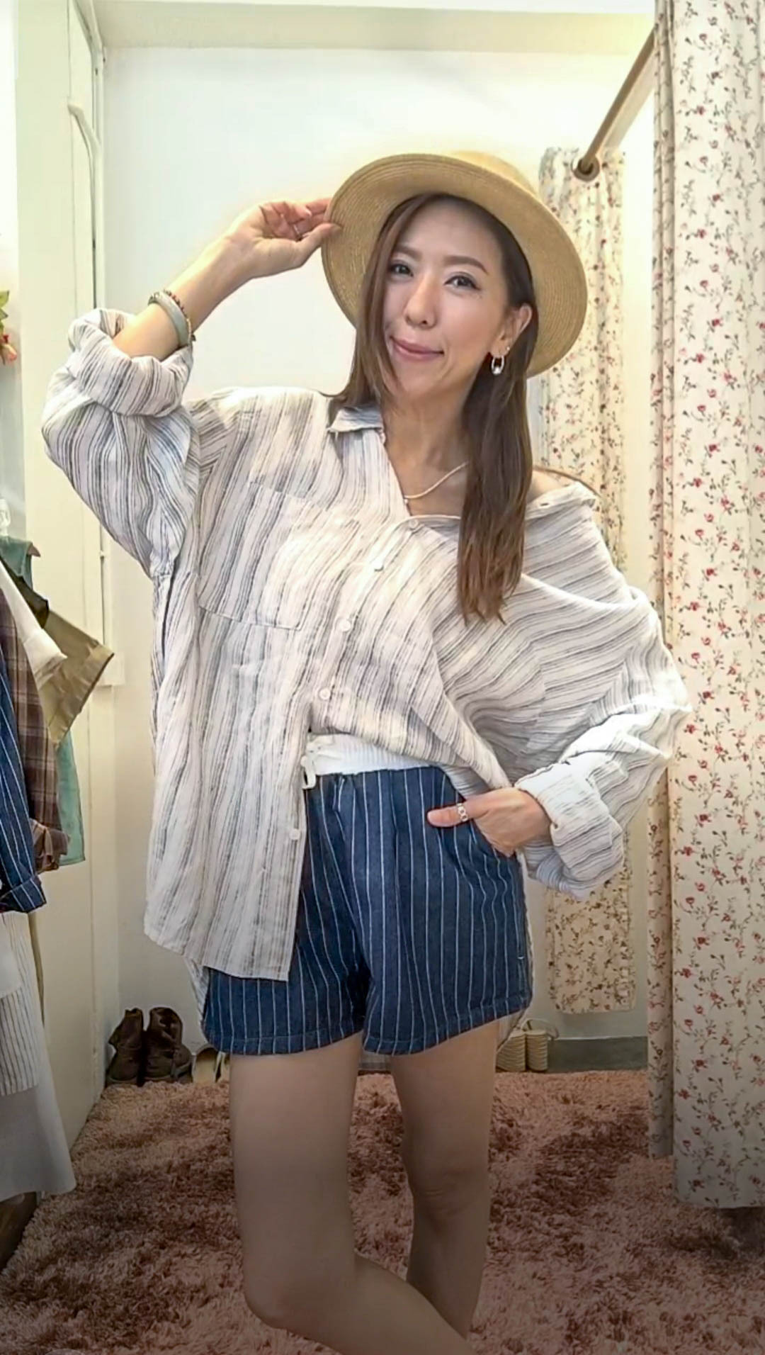 B4243 RM189 ▶️條紋襯衫 👉B:150cm L:76cm