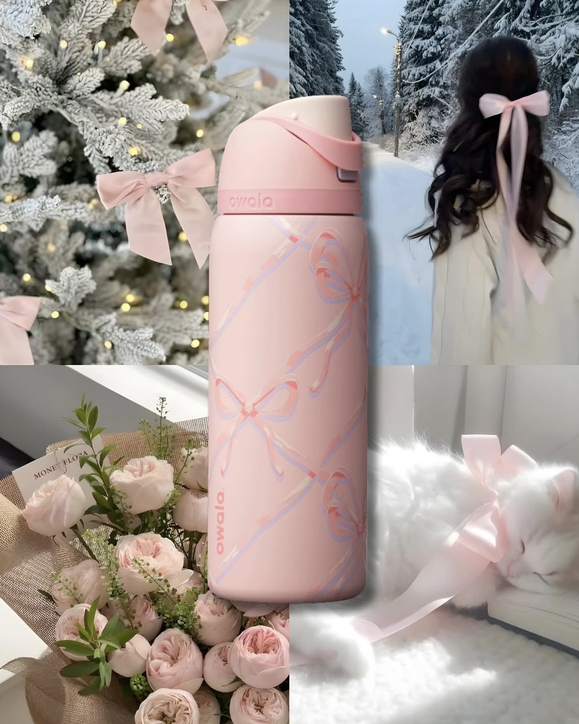 <全網最低🎀> OWALA FreeSip 32oz 冷水瓶 保溫 粉色 蝴蝶結