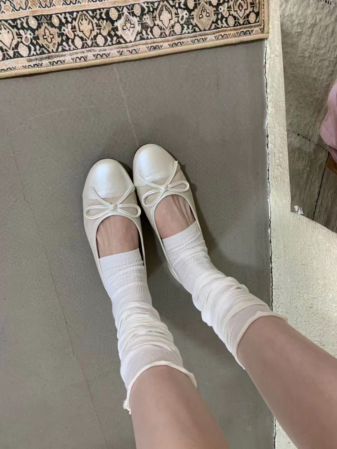 拼色蝴蝶結娃娃鞋