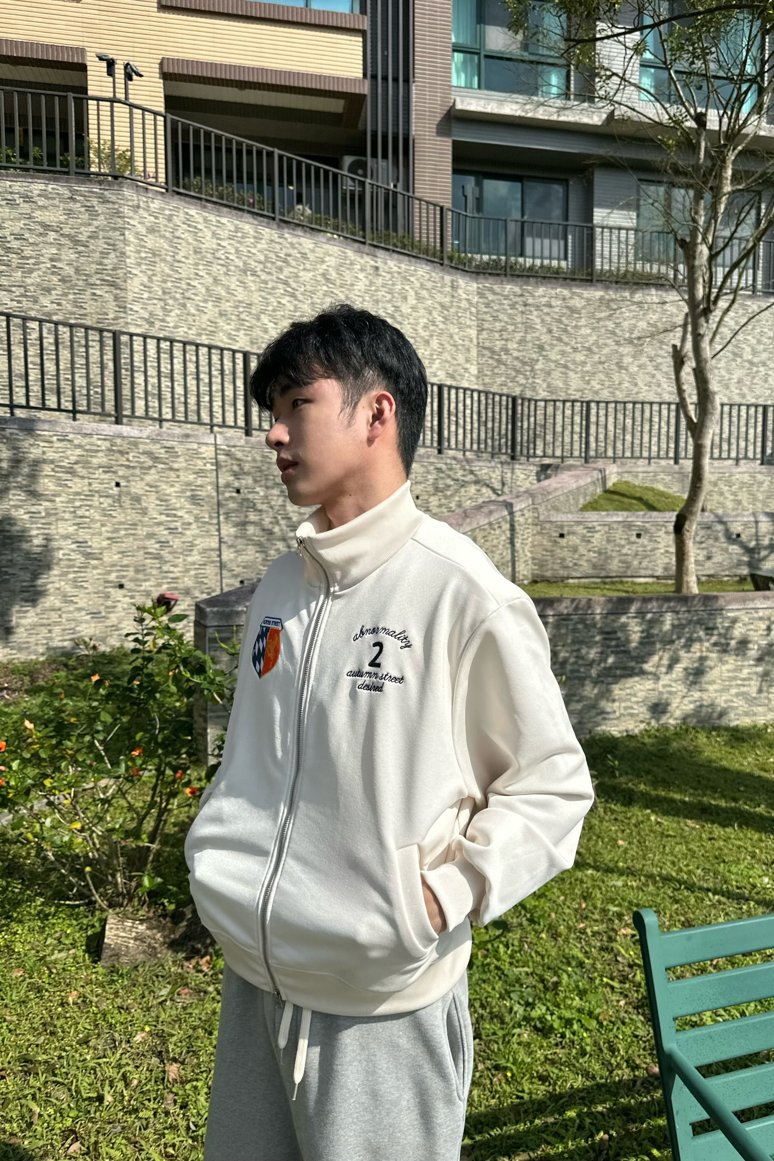 足球風 刺繡 立領拉鍊 外套