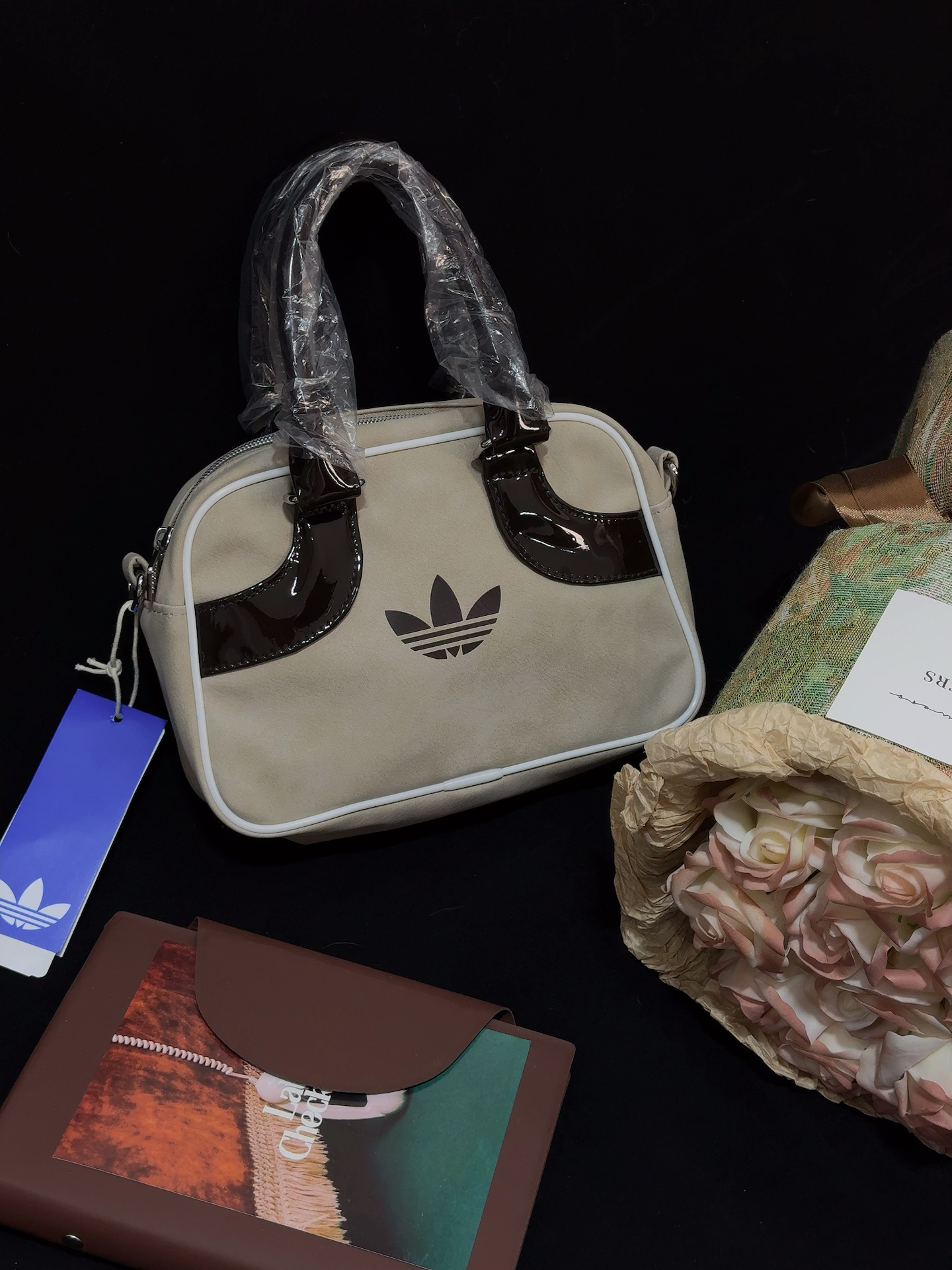 代購-Adidas Originals 拉鍊開合 保齡球包 手提包 迷你 棕色