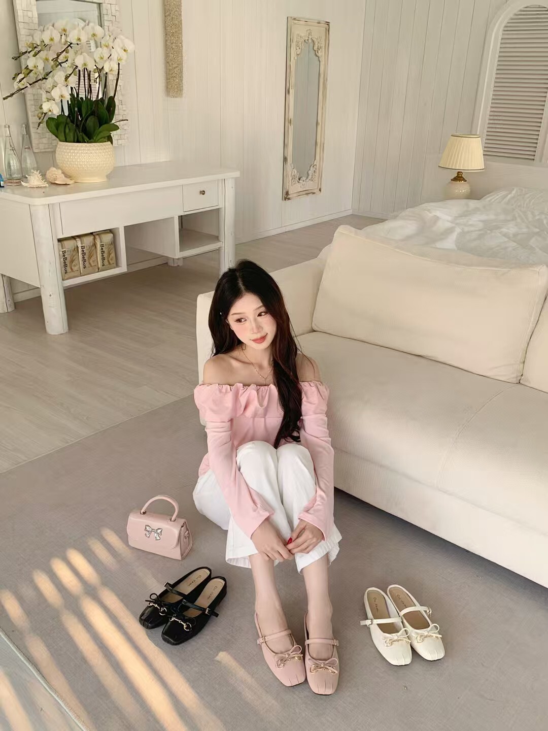 氣質馬銜釦蝴蝶結包頭拖