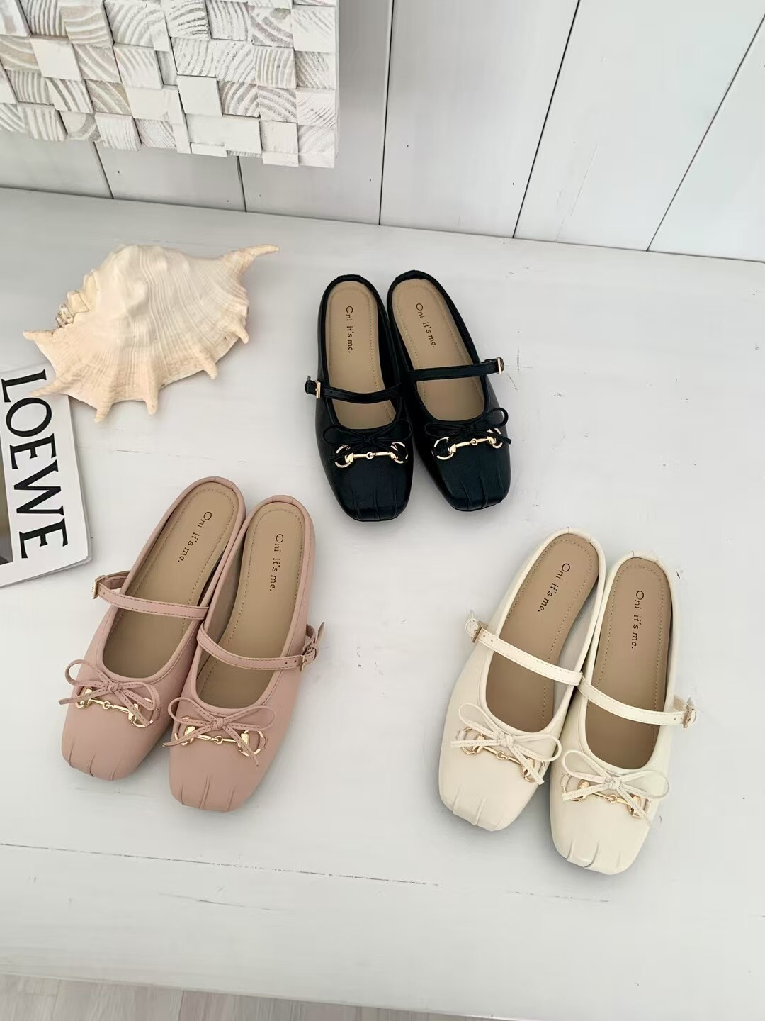 氣質馬銜釦蝴蝶結包頭拖