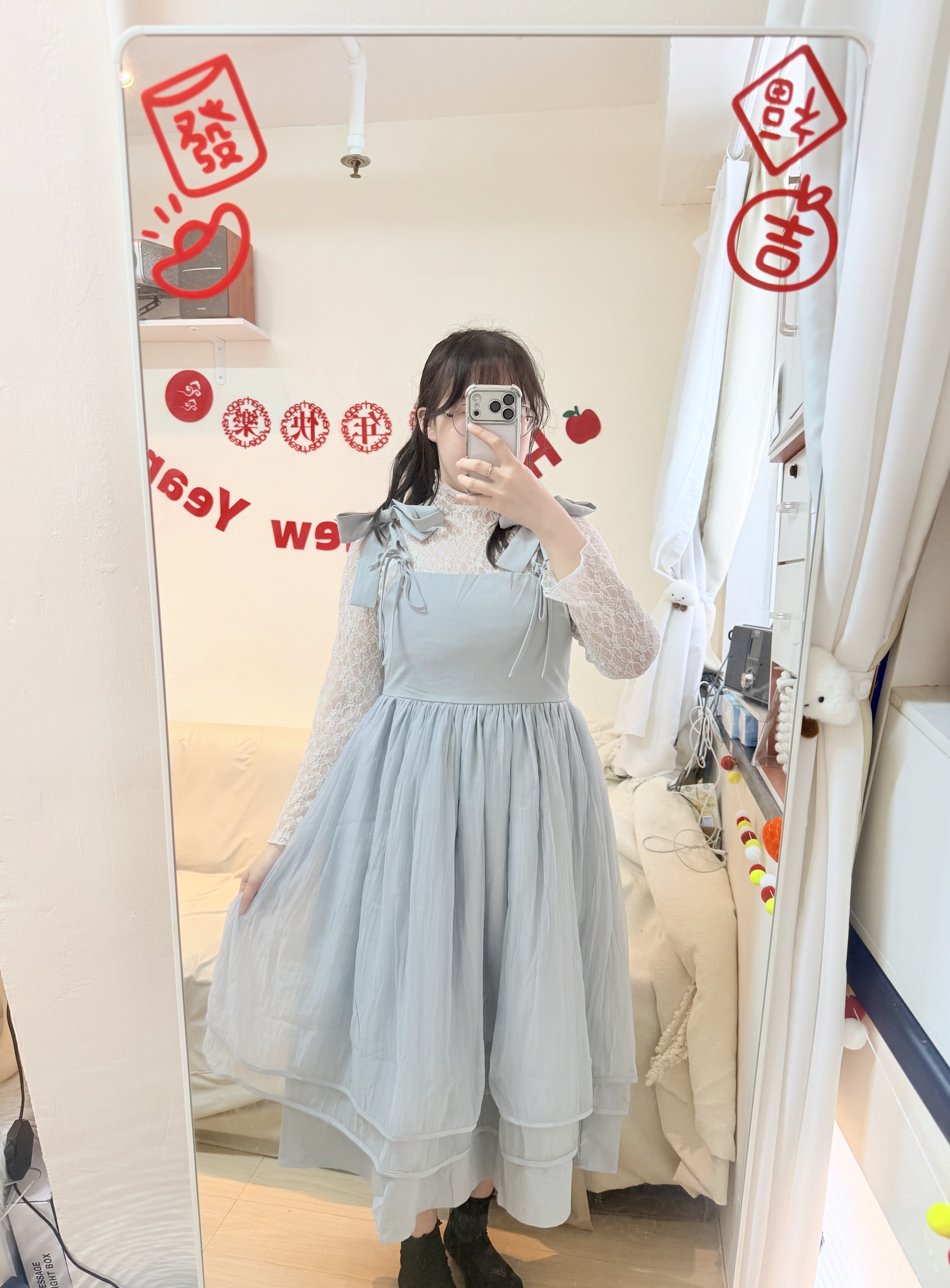 [夢幻甜美🫧] 肩綁帶拼紗娃娃洋裝