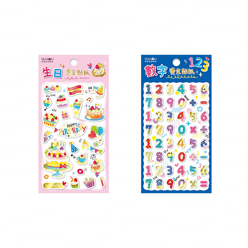 四季紙品 燙金平面貼紙 套組【TZ3023】