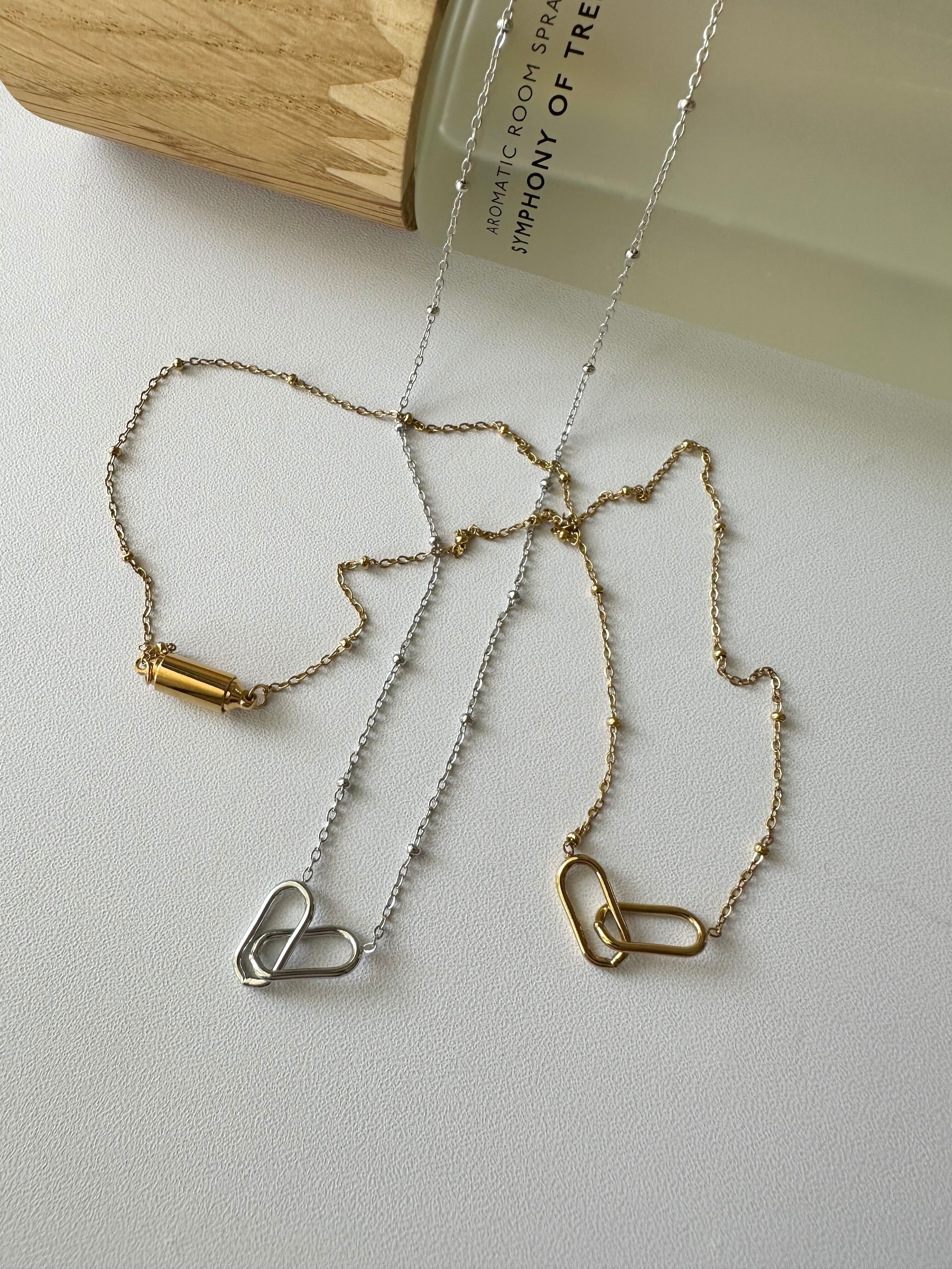 SS magnet linked necklace