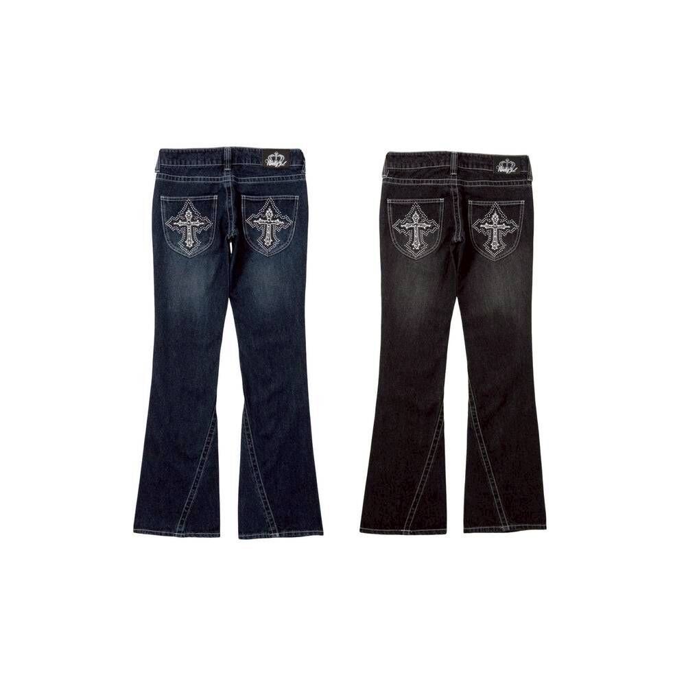 【9090girl】0307 發售交叉补丁低腰牛仔裤