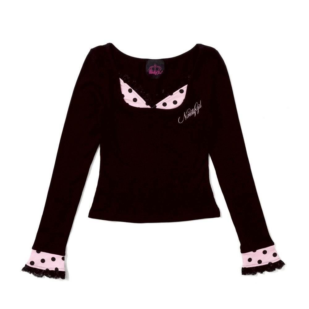 【9090girl】0307 發售9090girl 點點層次薄紗上衣