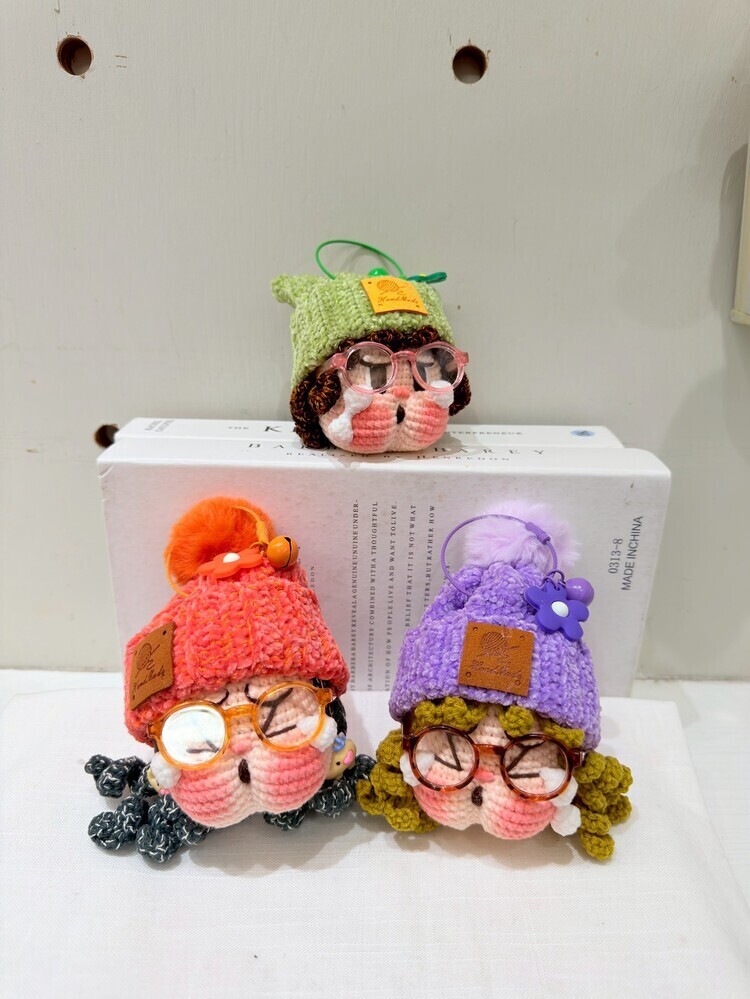 毛球帽&貓耳帽大頭眼淚哭娃吊飾