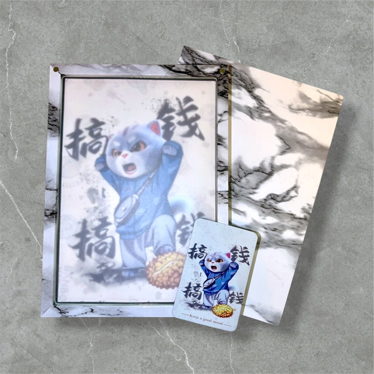 【樹玉濾嘴配件】玻璃家用盤『雲霧染/大理石紋』大盤 客製盤 附:微浮雕圖卡/磁鐵/止滑墊 (可傳圖客製化)