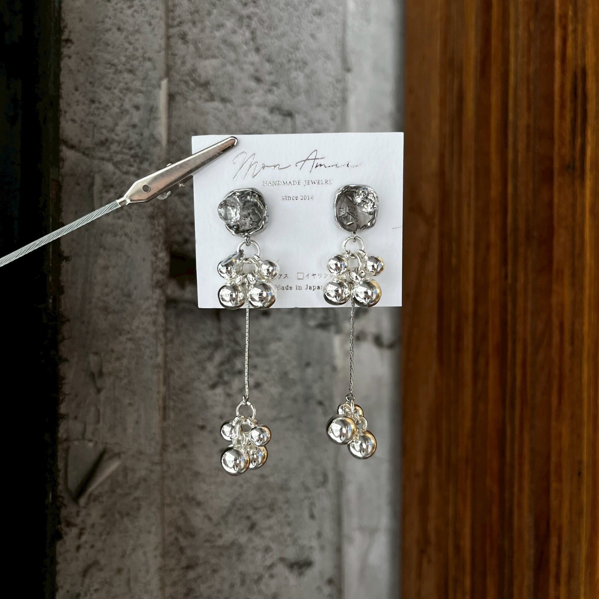 [Mon Amie] 迷你寶石金屬串珠耳環 | 銀 | NO.58 | 耳針