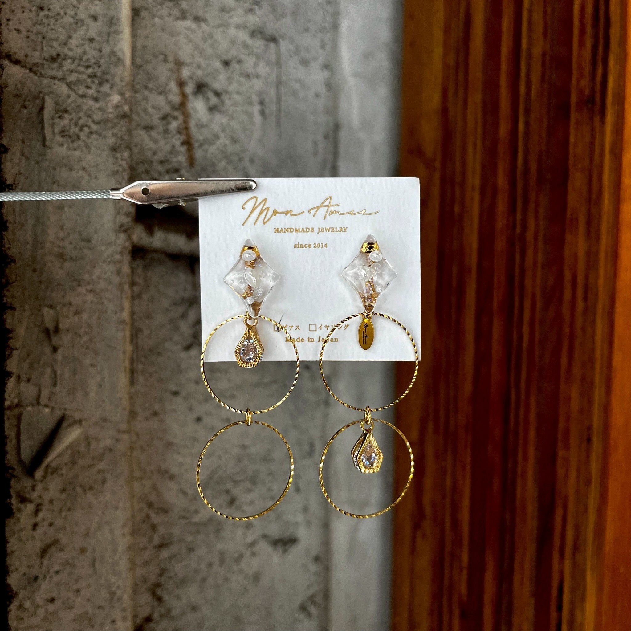 [Mon Amie] 2WAY 亮鑽雙環耳環 | NO.60 | 耳針