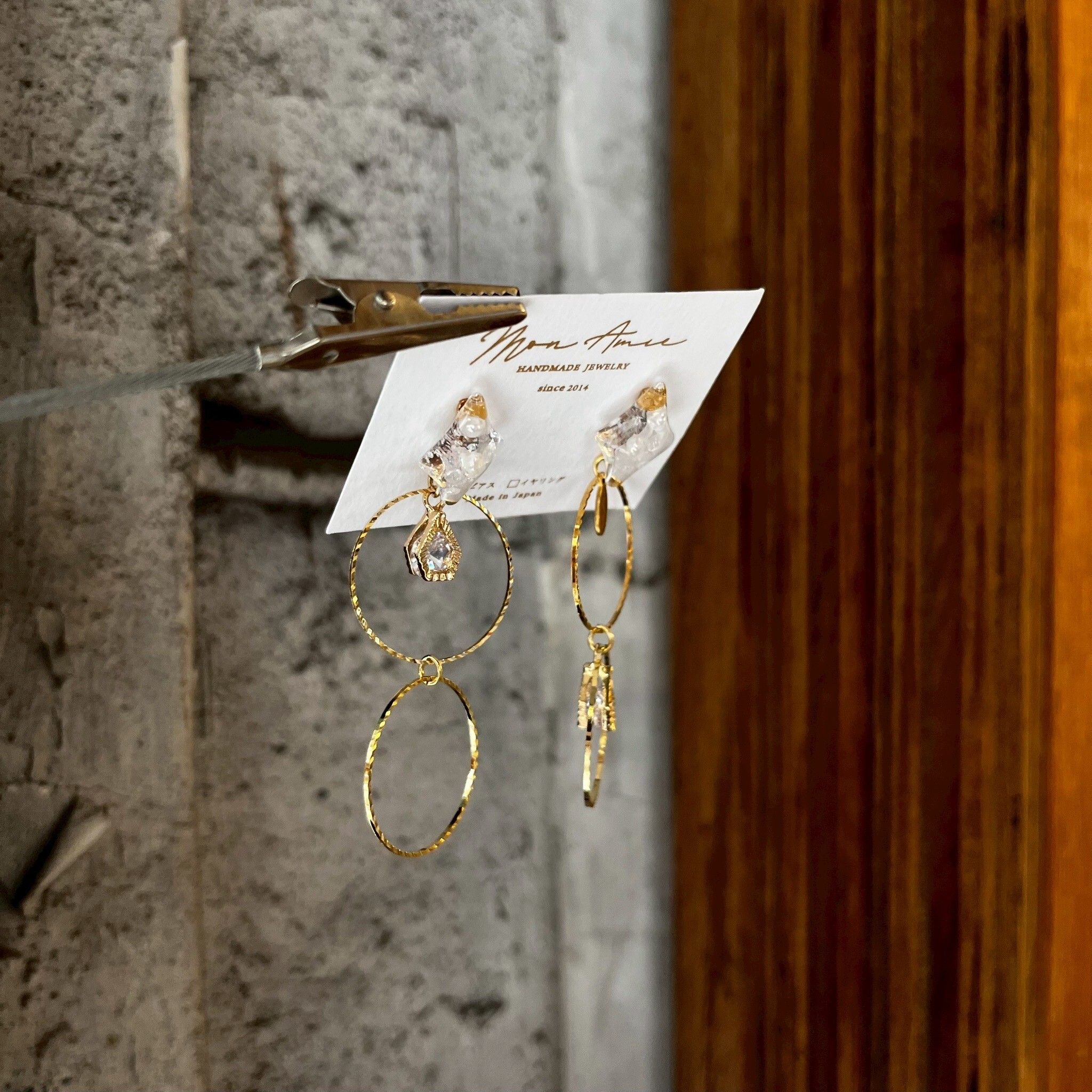 [Mon Amie] 2WAY 亮鑽雙環耳環 | NO.60 | 耳針