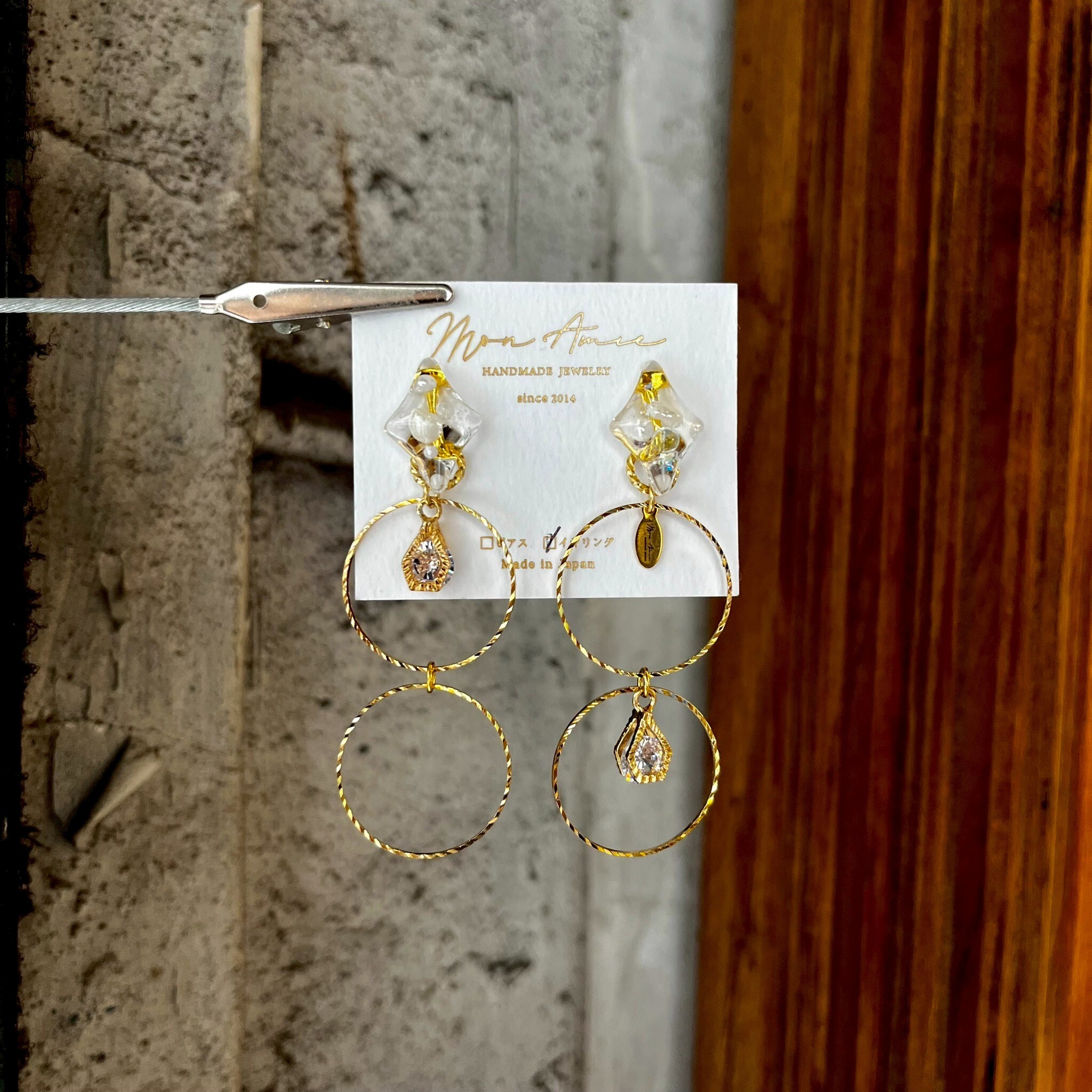 [Mon Amie] 2WAY 亮鑽雙環耳環 | NO.60 | 耳夾