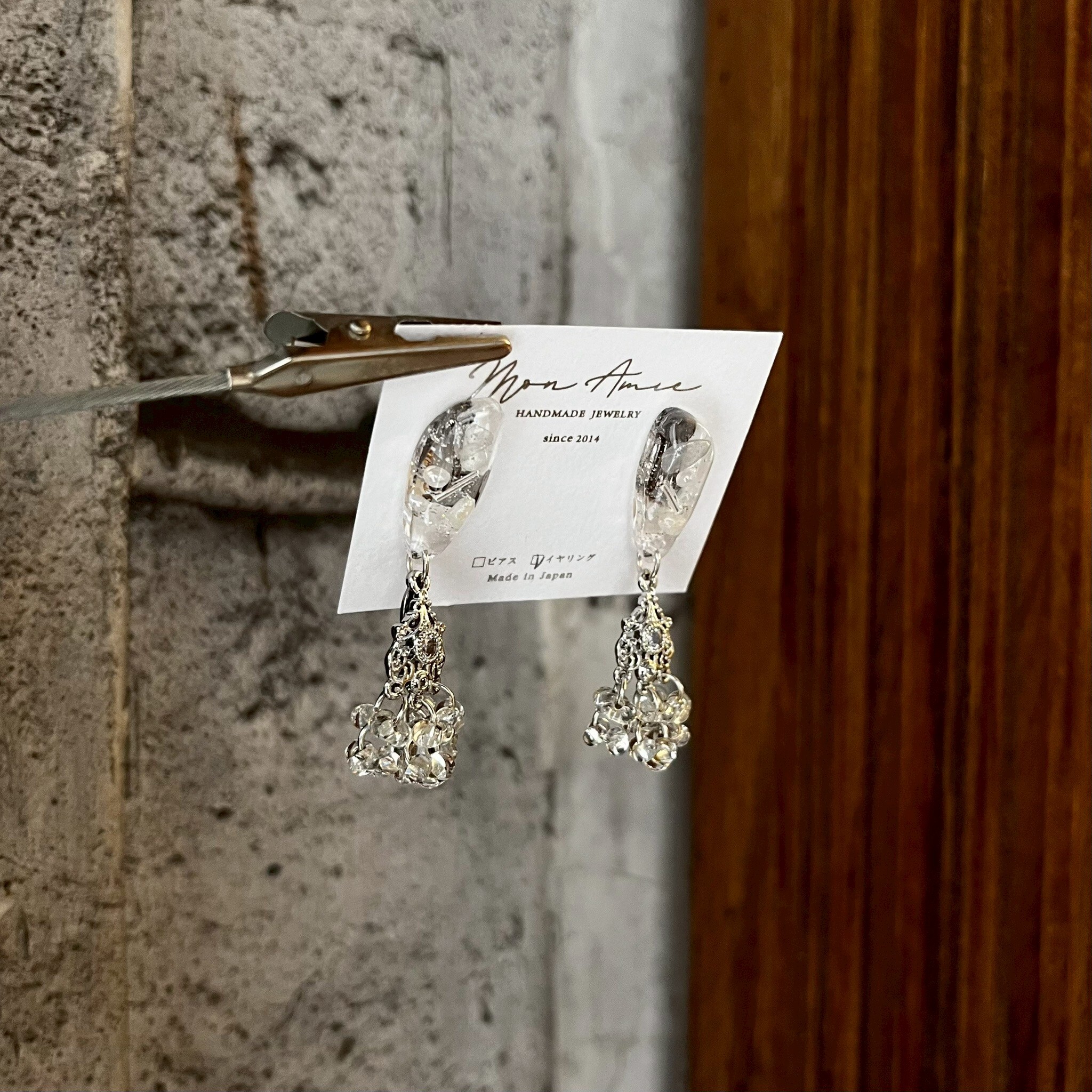 [Mon Amie] 礦石感華麗垂墜耳環 | NO.61 | 耳夾