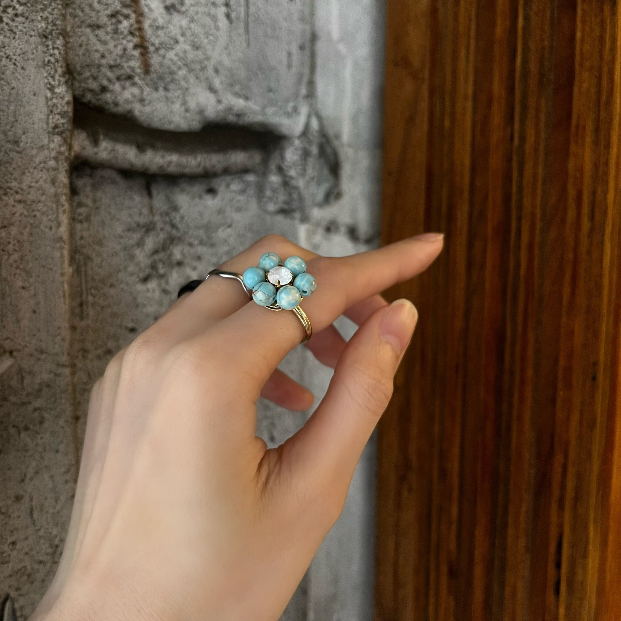 [Mon Amie] 天然石花朵戒指