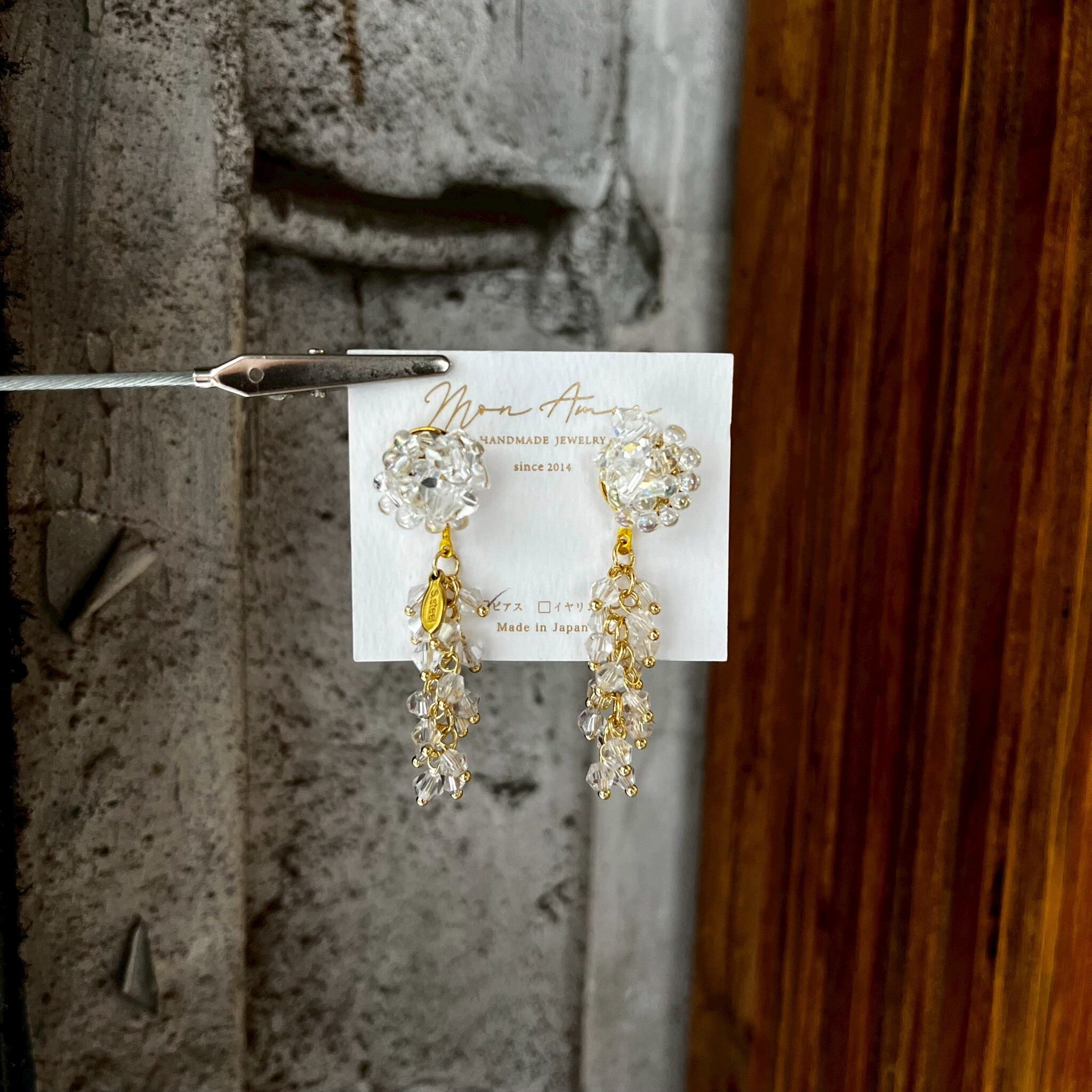 [Mon Amie] 2WAY 透明編織串珠耳環 | NO.64 | 耳夾