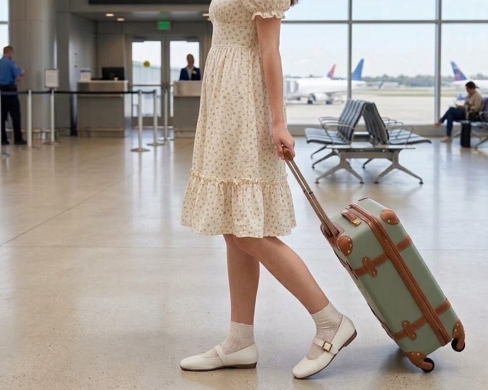 Sanly Joy 愛麗絲真皮瑪莉珍鞋旅遊穿搭，出國必備的舒適平底鞋，日行兩萬步依然輕盈優雅，完美拯救出國選鞋焦慮。