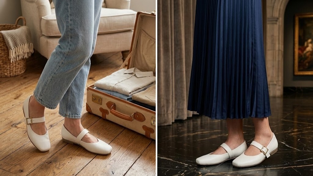 旅遊行李箱必備百搭女鞋，愛麗絲瑪莉珍鞋一雙抵多雙，完美切換休閒觀光與高級餐廳穿搭，節省出國行李空間。