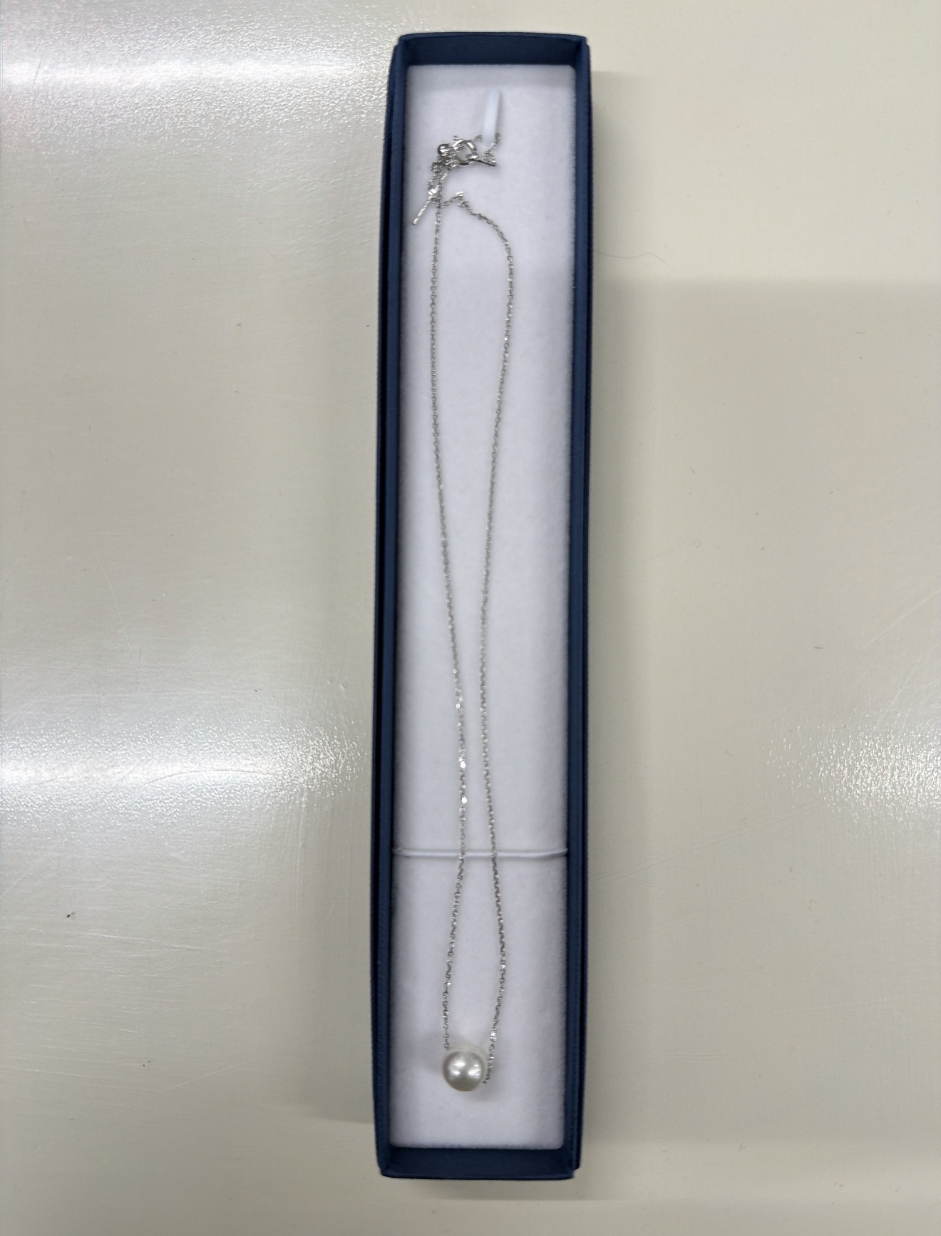 RF38 925純銀頸鏈 +單粒9.0毫米原色Akoya 激罕日本天然海水珍珠/可調鍊長至45厘米