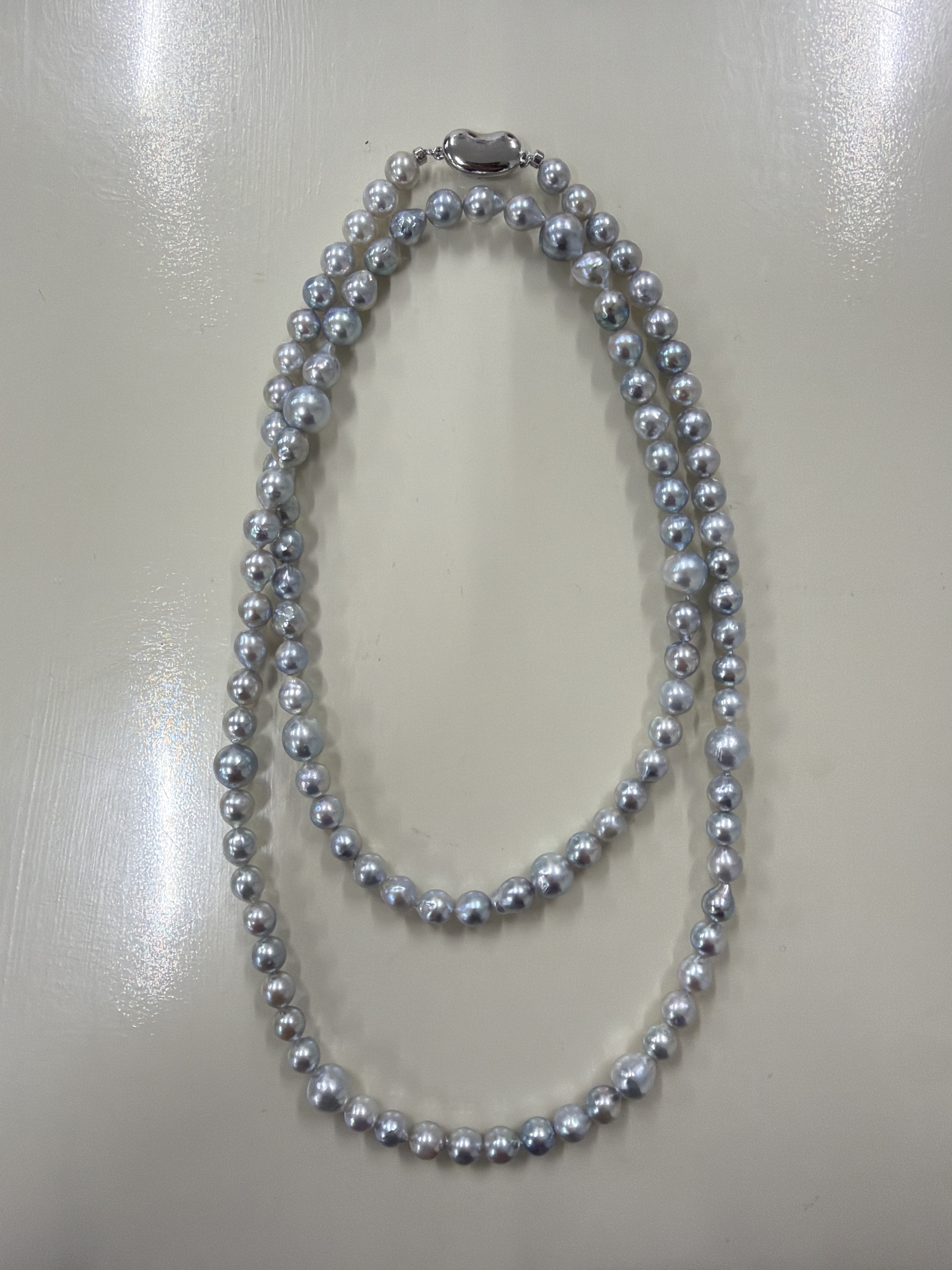 RF31 激罕日本天然海水珍珠頸鏈(80cm/約6.5〜8.5毫米)