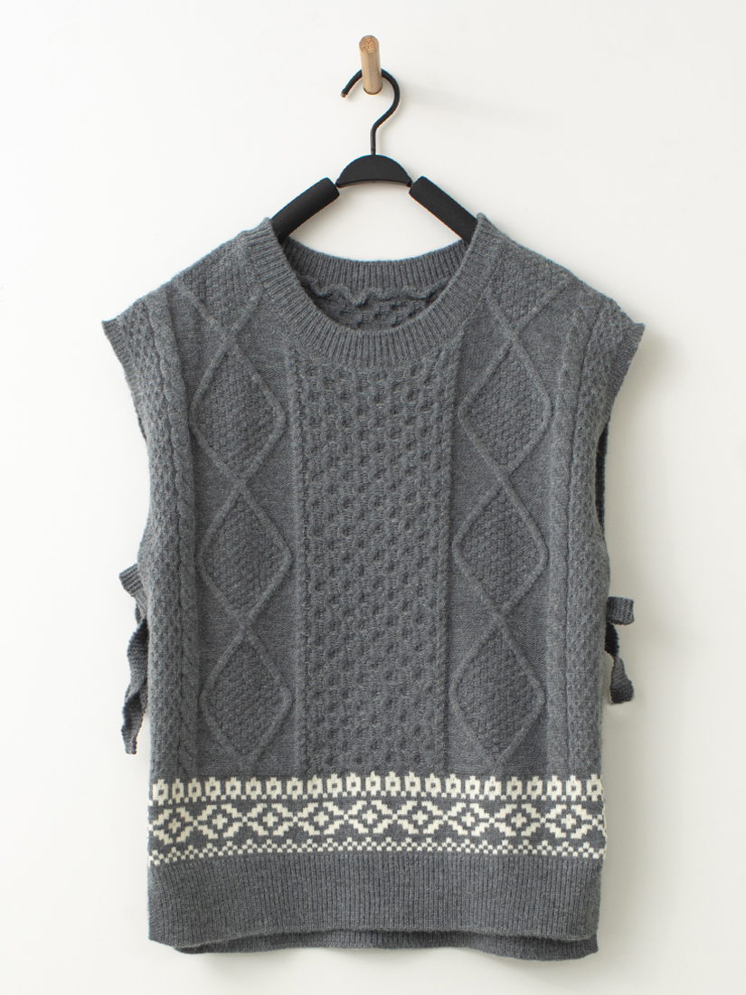 麻花側綁帶針織背心