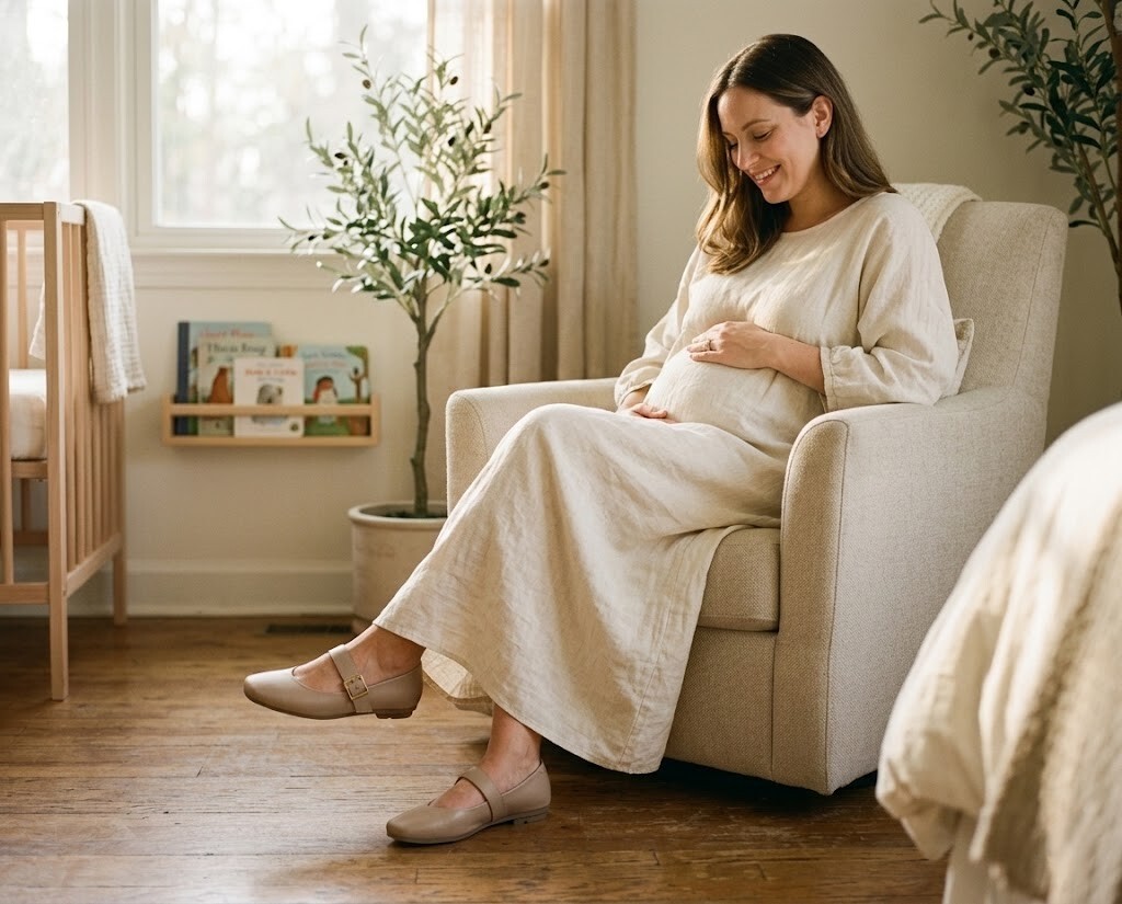 孕婦與時髦媽媽的平底鞋推薦，Sanly Joy 愛麗絲超軟真皮瑪莉珍鞋，兼具法式優雅與安全感，孕期水腫與產後育兒的舒適好鞋首選。
